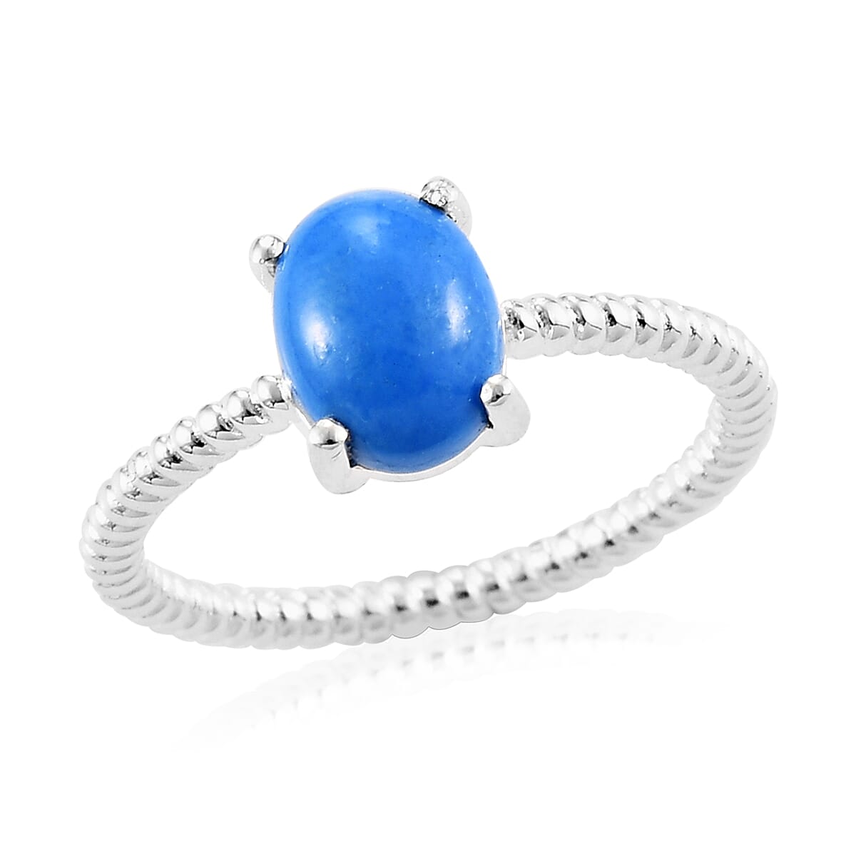 Ceruleite Solitaire Ring in Sterling Silver 0.75 Ct.