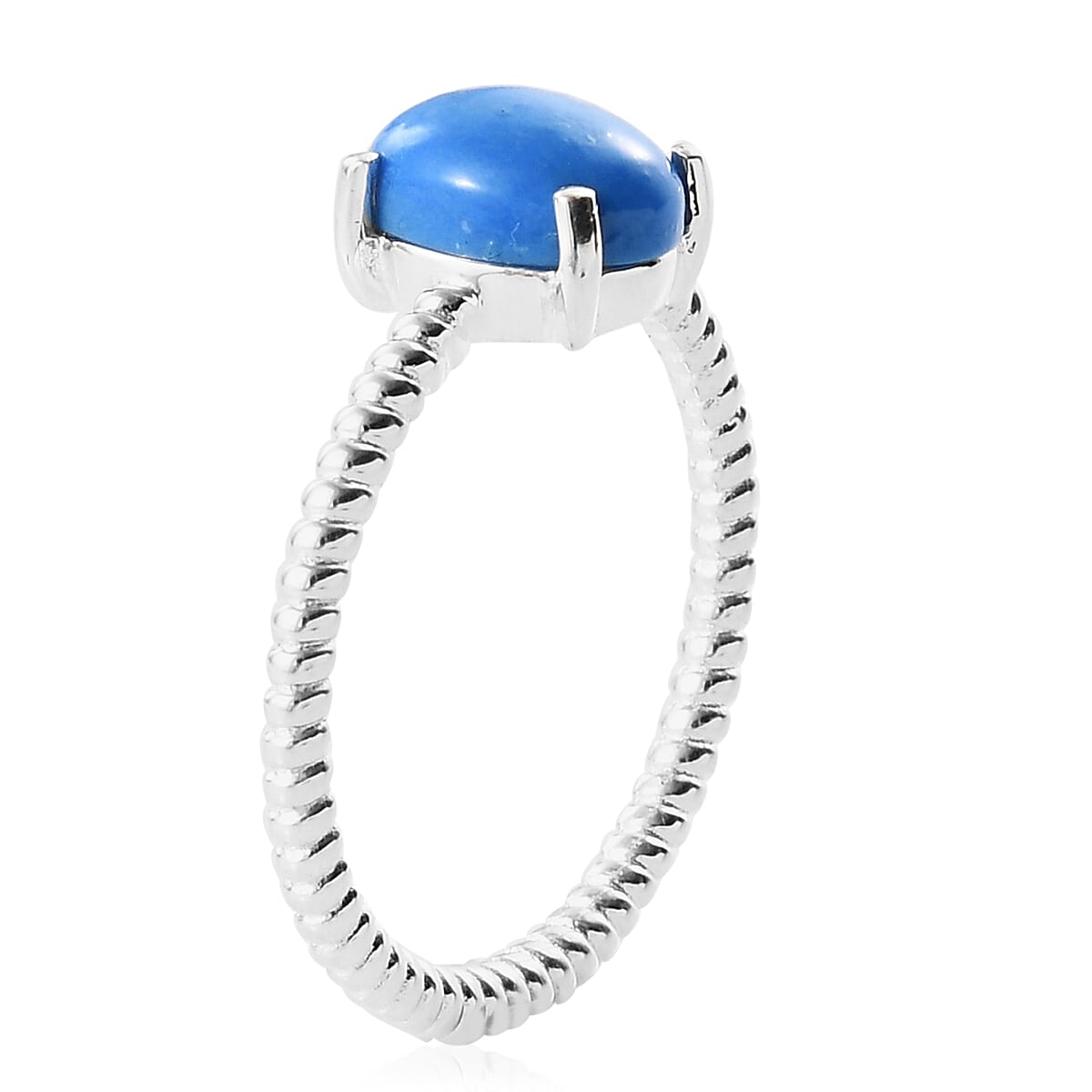 Ceruleite Solitaire Ring in Sterling Silver 0.75 Ct.