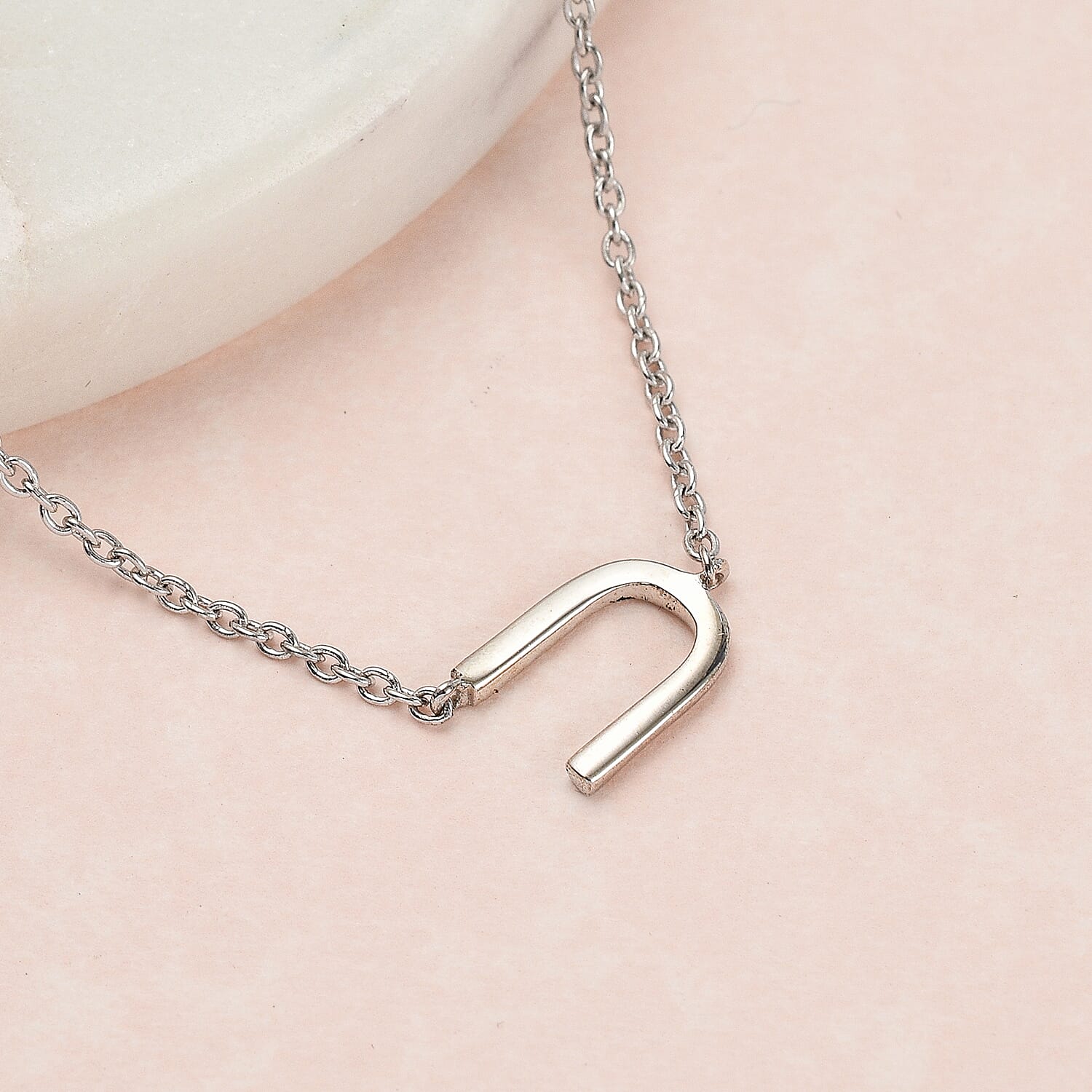 Platinum Overlay Sterling Silver Charm Necklace (Size 20) with Lobster Clasp