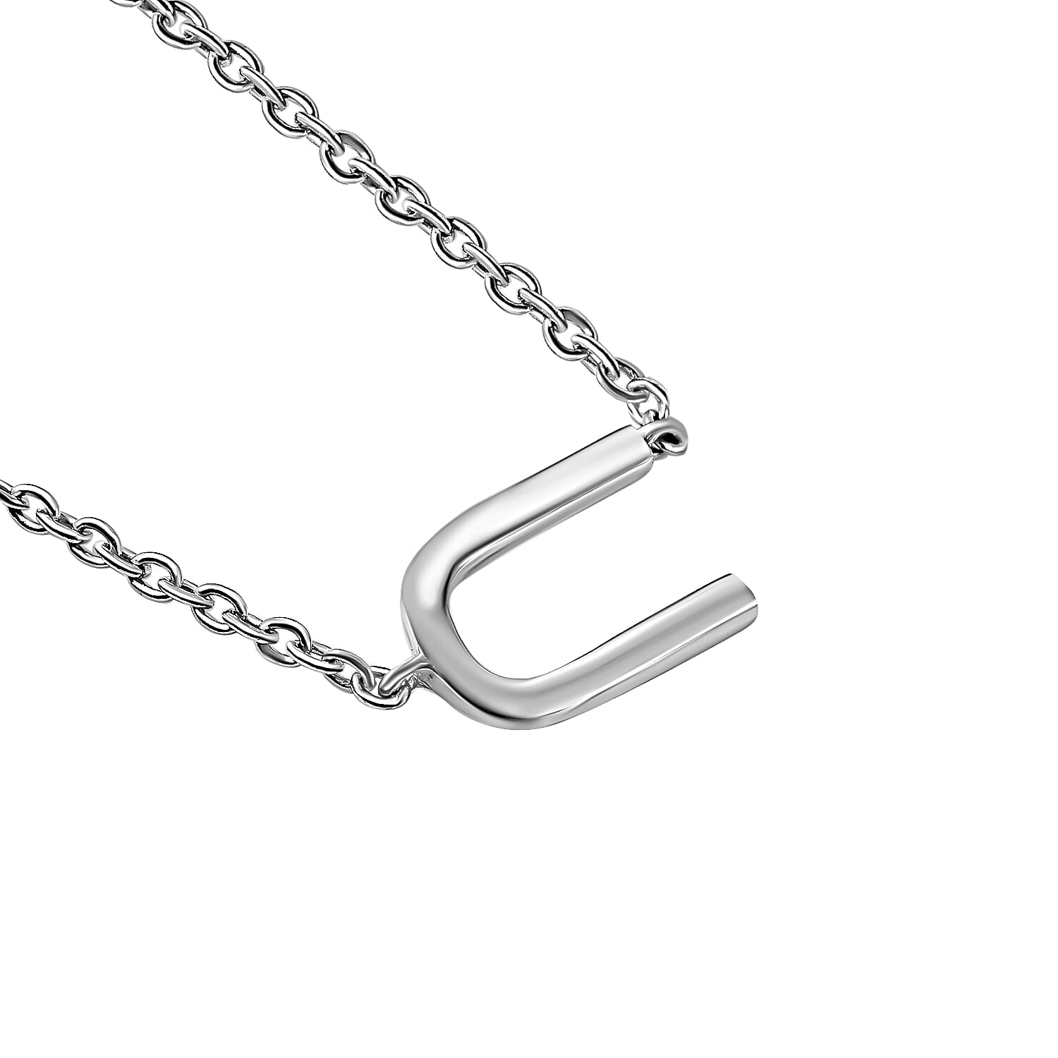 Platinum Overlay Sterling Silver Charm Necklace (Size 20) with Lobster Clasp