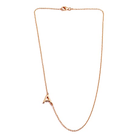 Initial Necklace Size 18 in Rose Gold Plated Sterling Silver