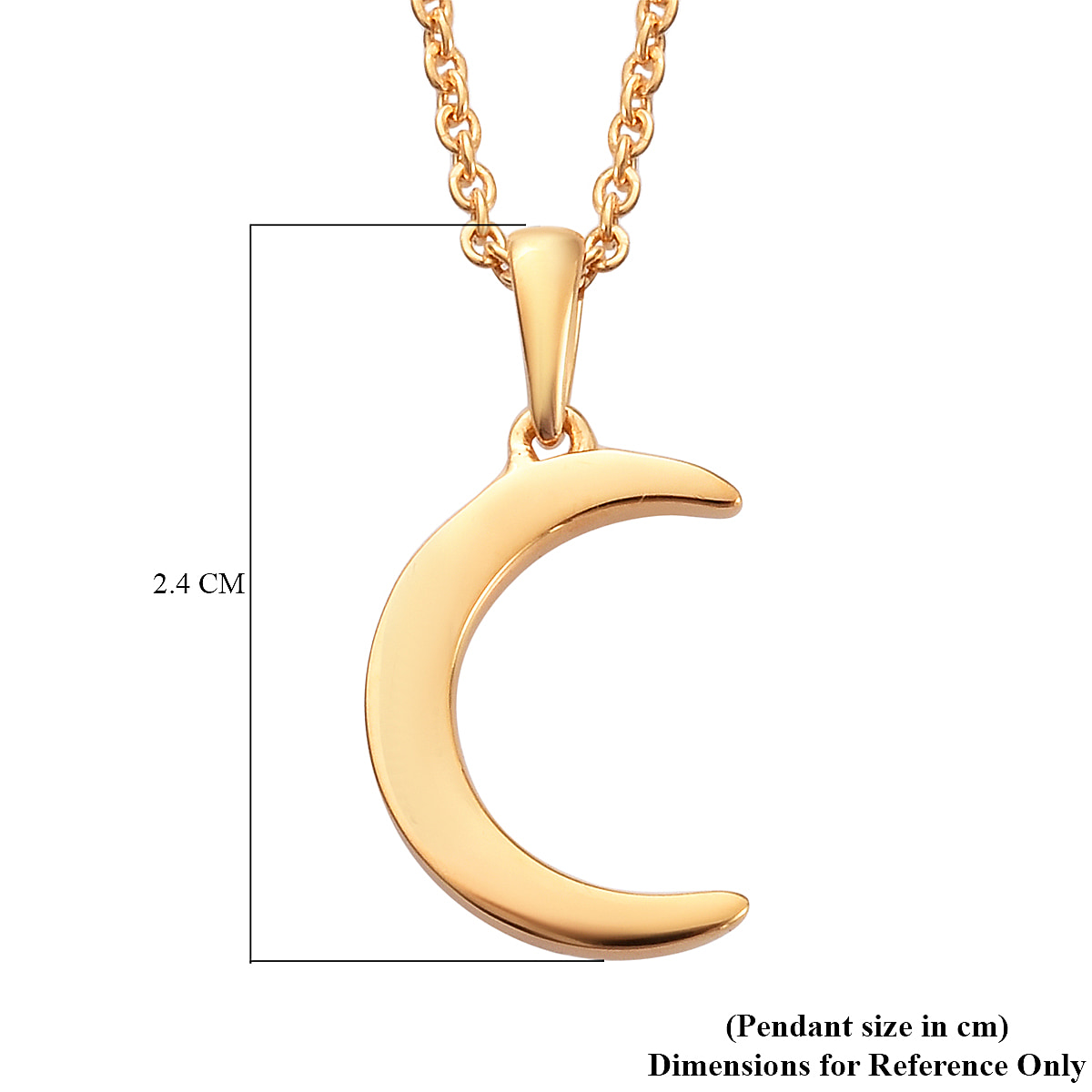 Crescent Moon Pendant With Chain Size 18 in 14K Yellow Gold Plated Sterling  Silver