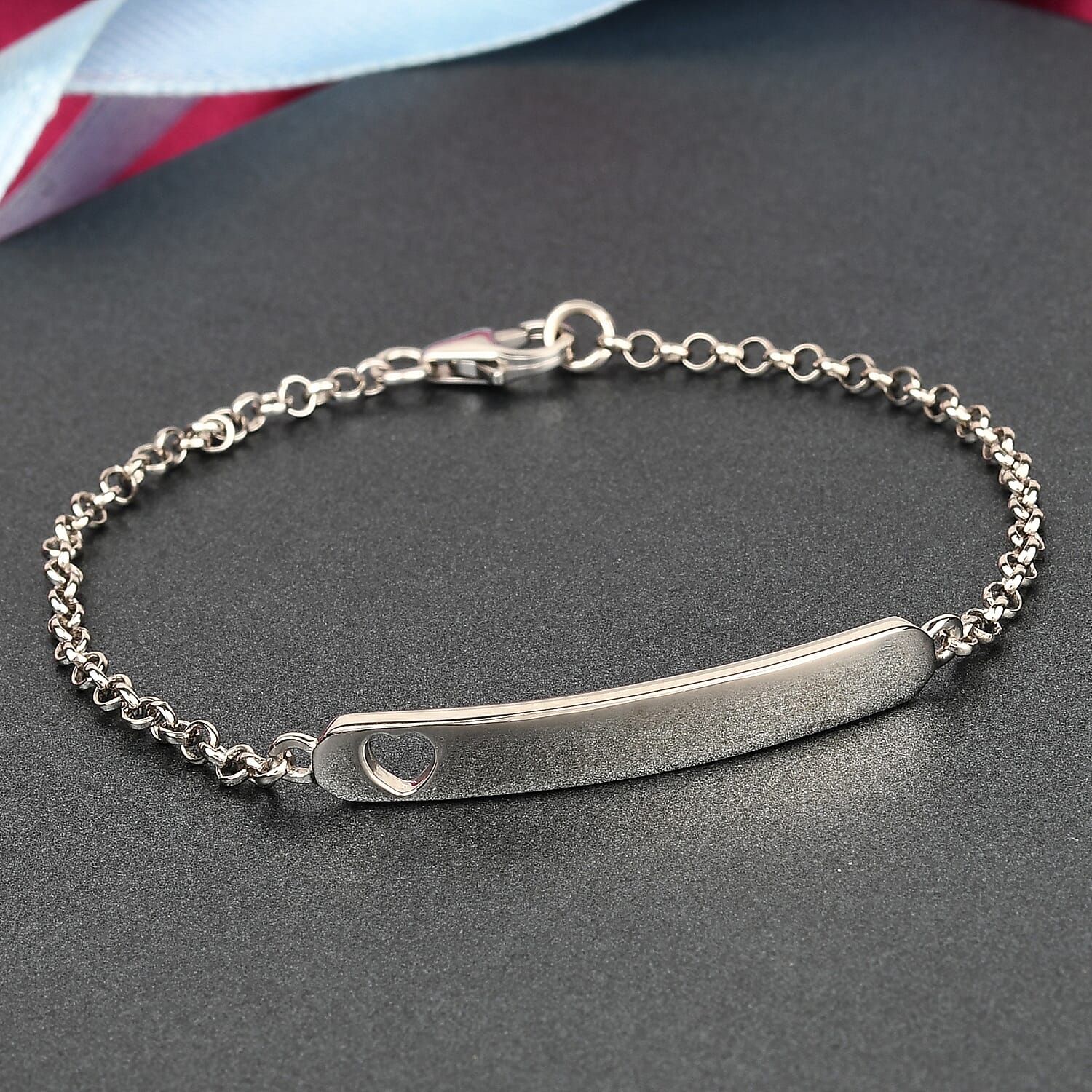 Platinum Overlay Sterling Silver Bracelet (Size 6)