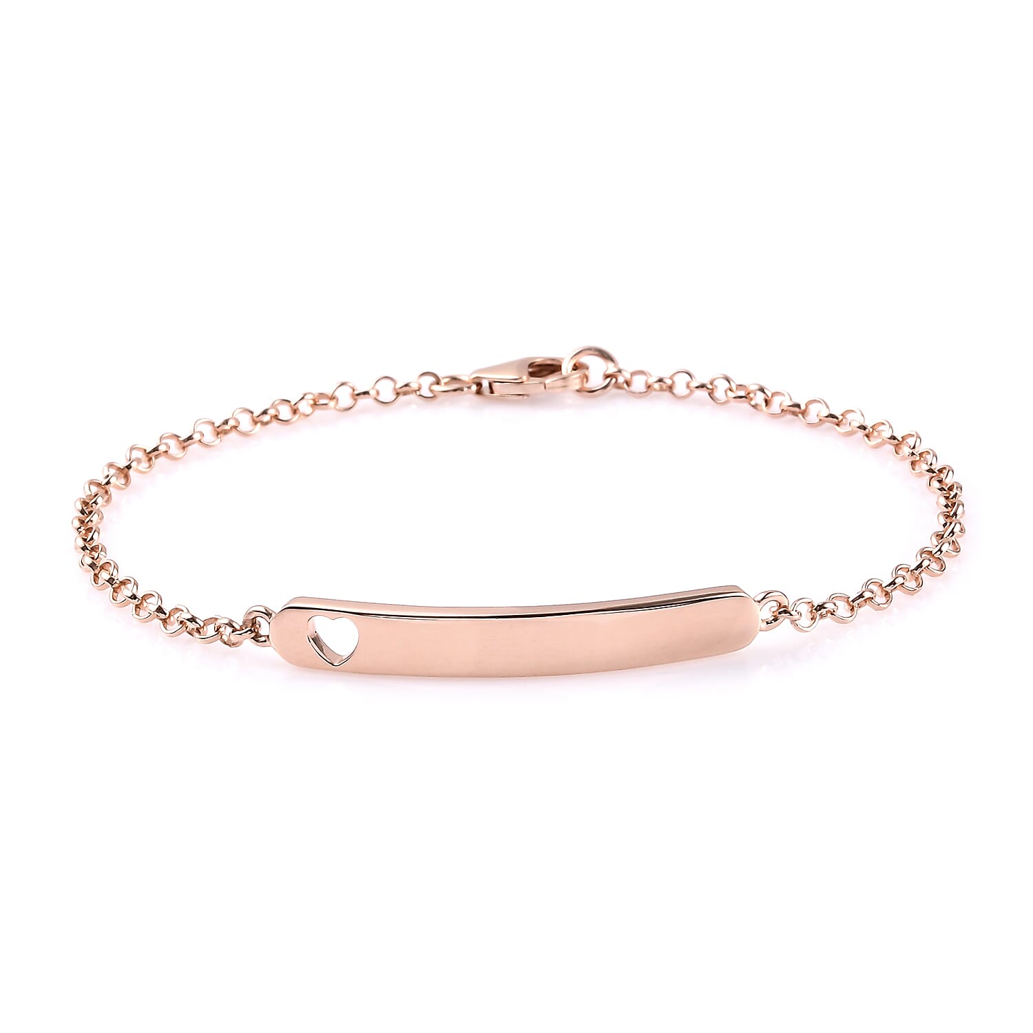 ID Tag Bracelet in Rose Gold Plated Sterling Silver 3708563 TJC