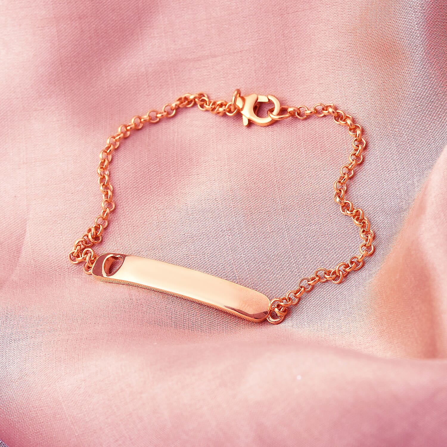 Rose Gold Overlay Sterling Silver Bracelet (Size 8 with Extender), Silver wt 5.40 Gms