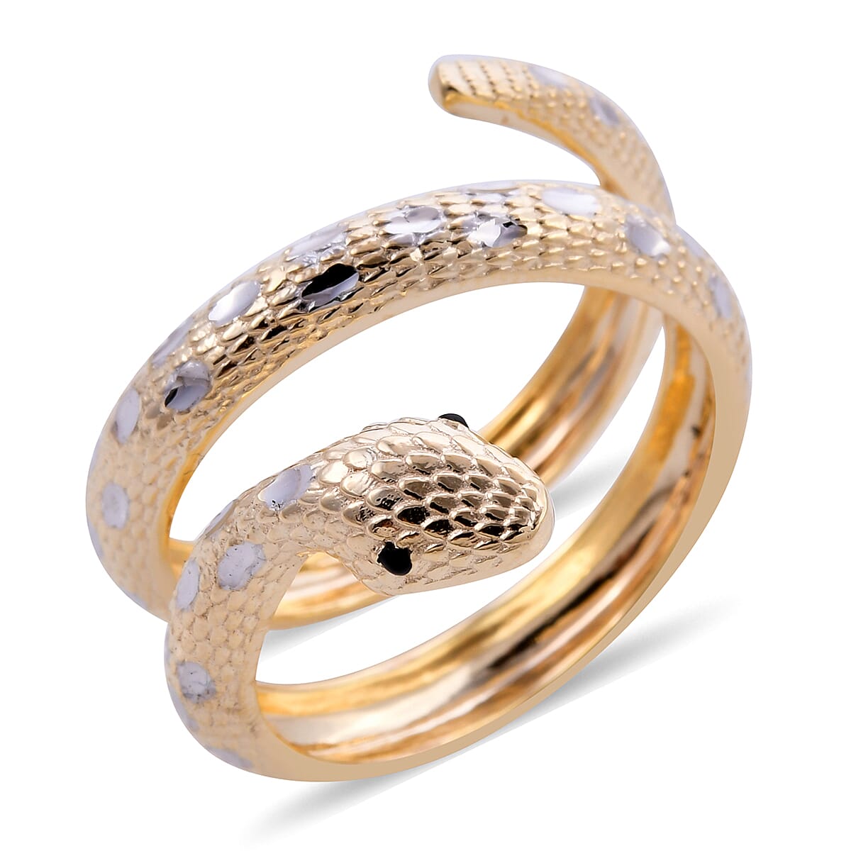 Handmade 9K Yellow and White Gold Serpent Ring