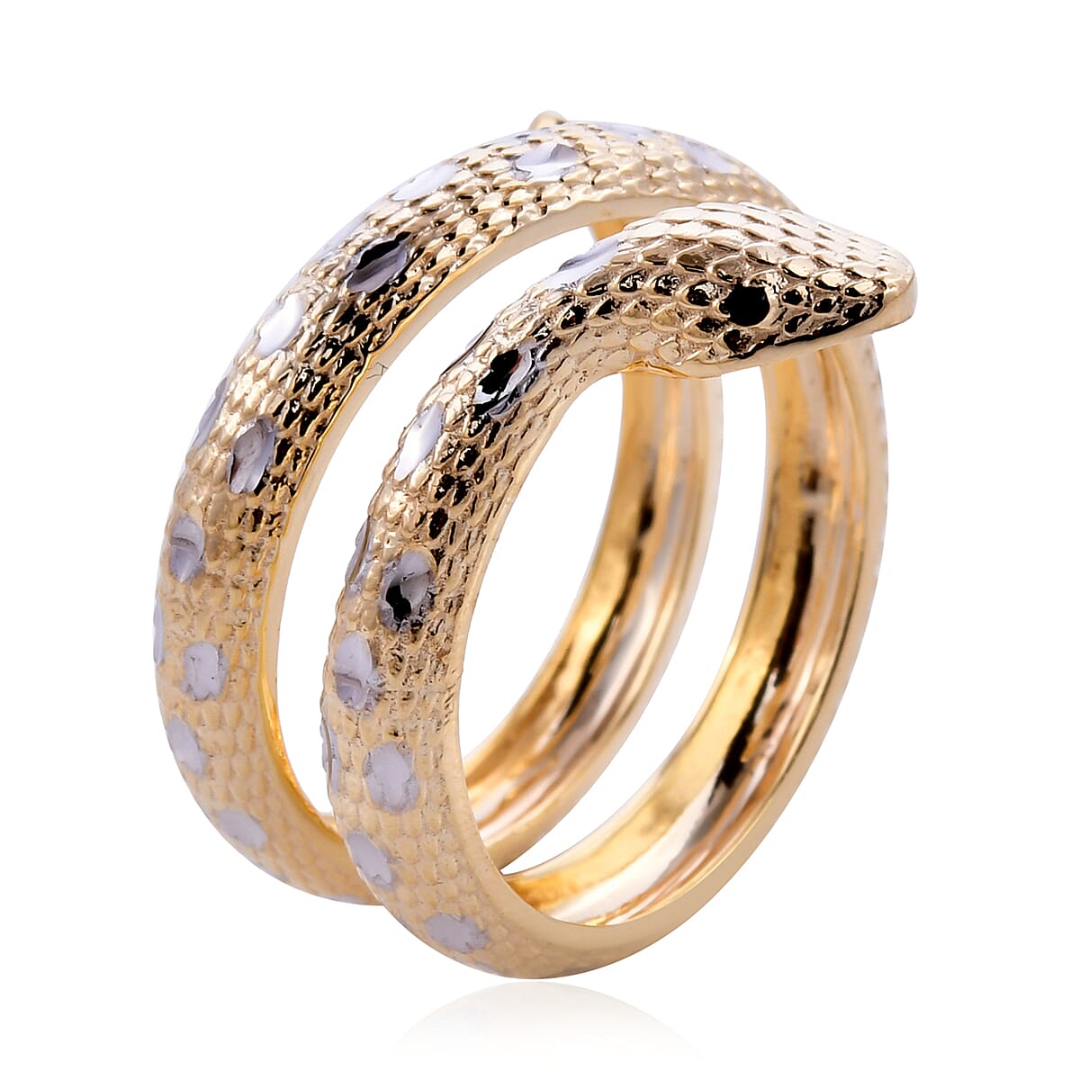 Handmade 9K Yellow and White Gold Serpent Ring