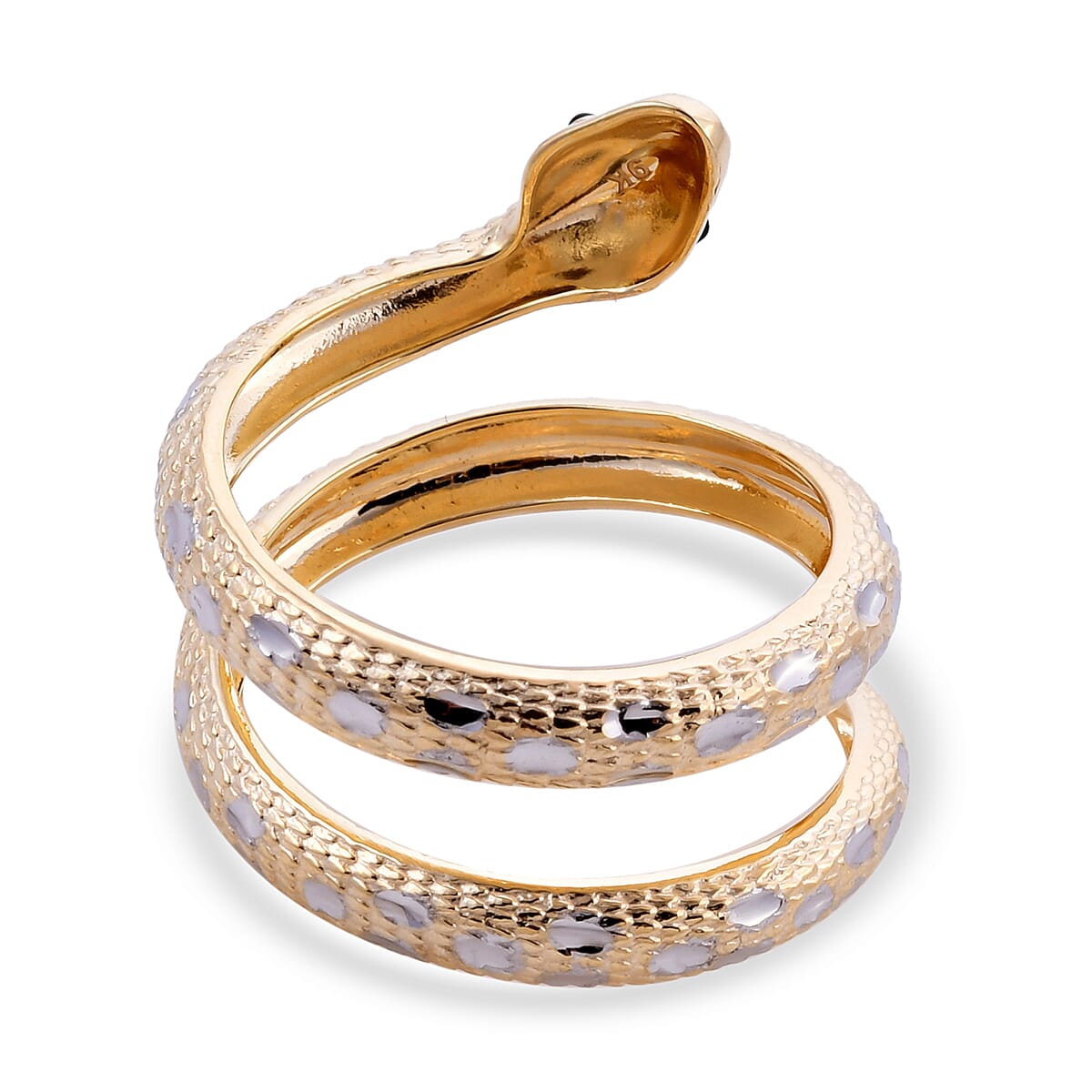 Handmade 9K Yellow and White Gold Serpent Ring
