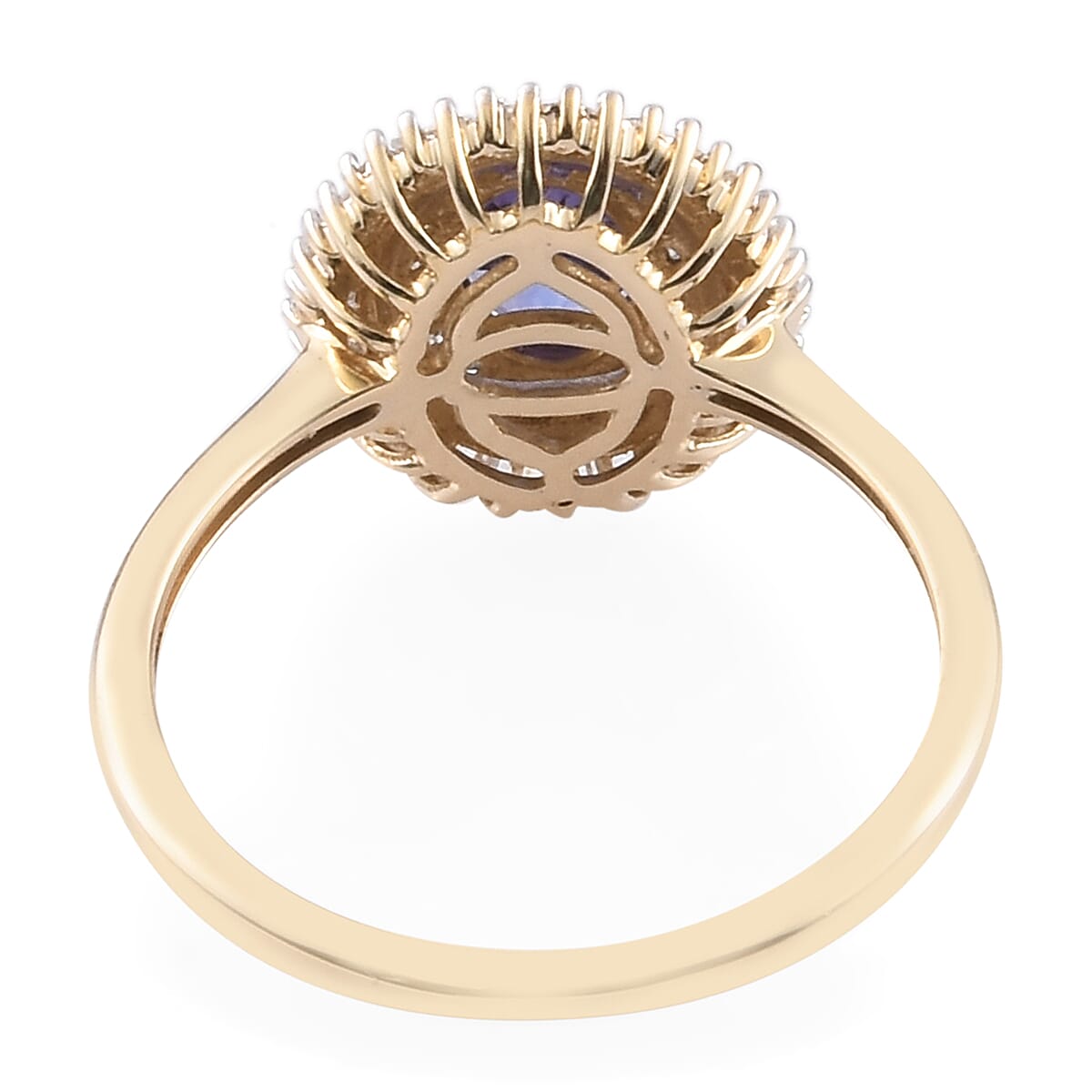 9K Yellow Gold AAA Tanzanite and Diamond Ring 1.10  Ct.