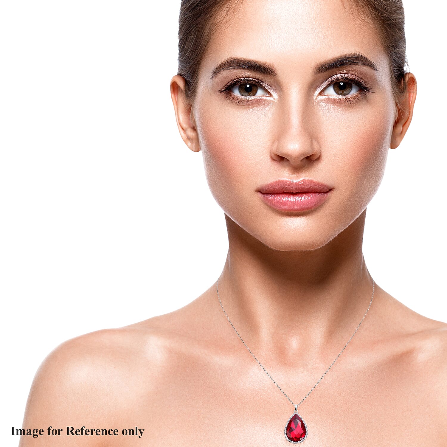 3 Piece Set - Simulated Ruby, White Austrian Crystal Pendant with Chain (Size 24 with 3 inch Extender) in Silver Tone & Fuchsia with Multi Colour Scarf (Size 50 Cm) in Gift Box