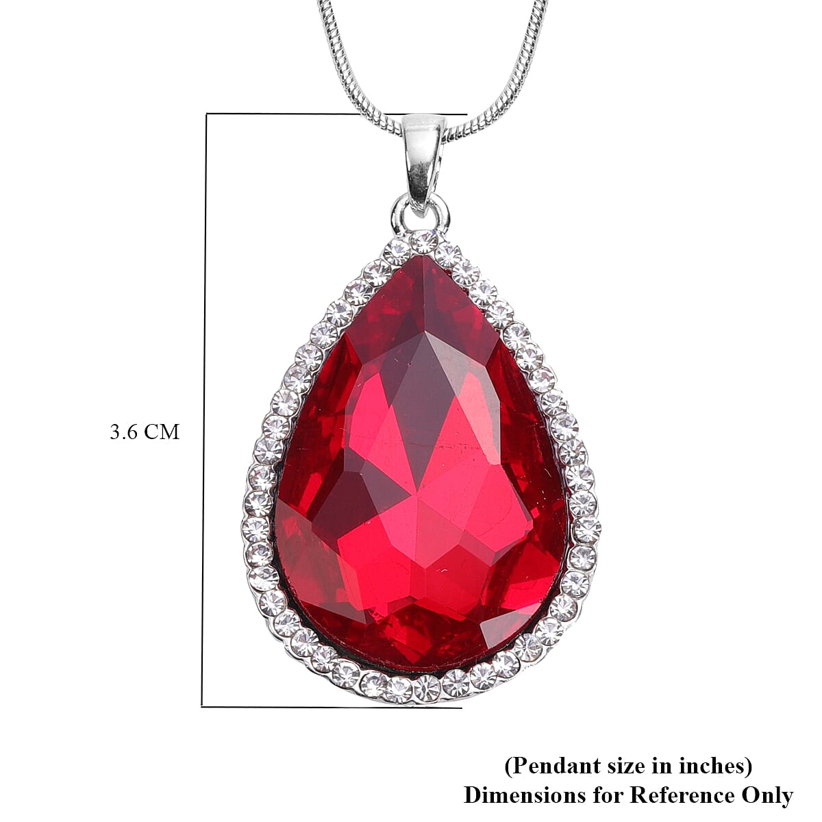 3 Piece Set - Simulated Ruby, White Austrian Crystal Pendant with Chain (Size 24 with 3 inch Extender) in Silver Tone & Fuchsia with Multi Colour Scarf (Size 50 Cm) in Gift Box