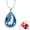 3 Piece Set -Simulated Sky Blue Topaz, Austrian Crystal Pendant with Chain (Size 24 with 3 inch Extender) in Silver Tone & Fuchsia with Multi Colour Scarf (Size 50 Cm) in Gift Box