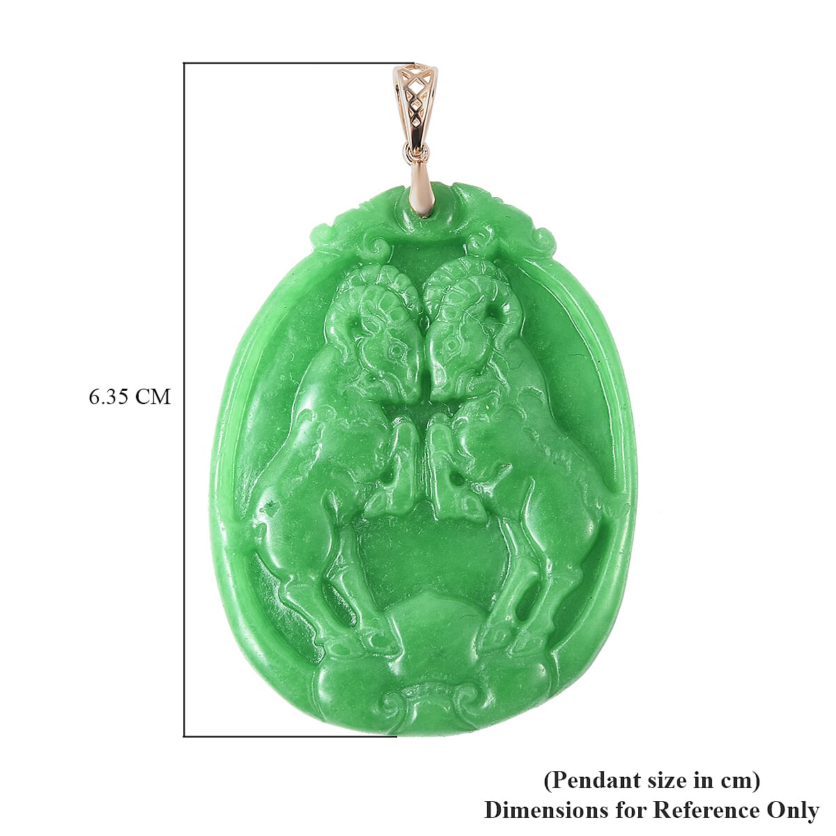 9K Yellow Gold Carved Green Jade Goat Pendant 112.00 Ct