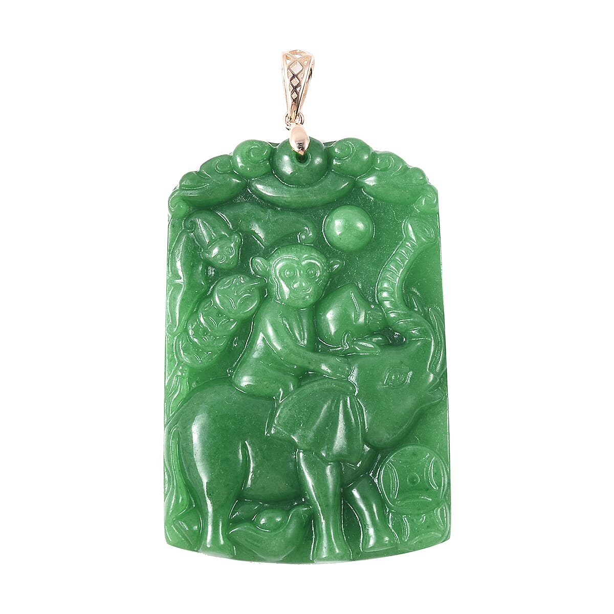 Offers 9k yellow gold on Jade Elephant Pendant