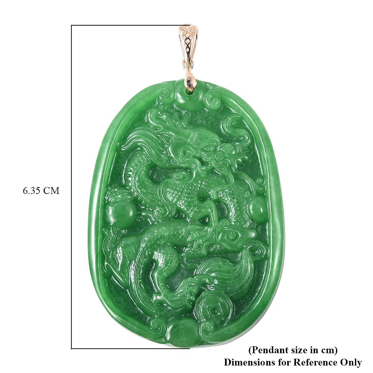 9K Yellow Gold Carved Green Jade Dragon Pendant 119.00 Ct.