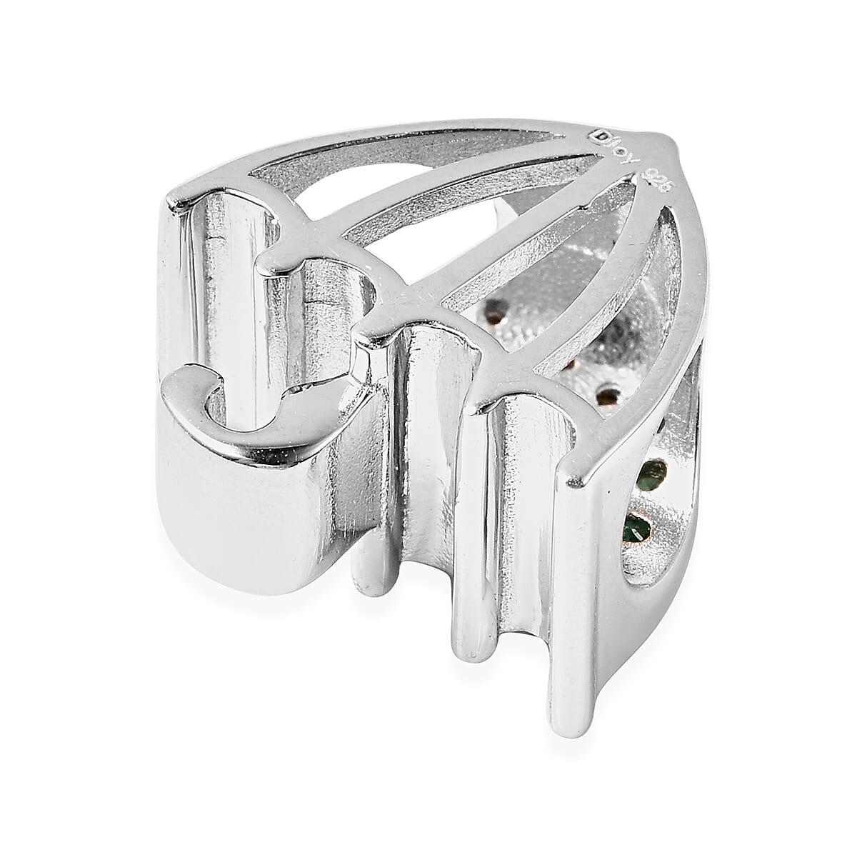 Simulated Rainbow Sapphire Umbrella Pendant in Rhodium Overlay Sterling Silver