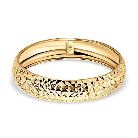 Royal Bali Collection - 9K Yellow Gold Diamond Cut Band Ring