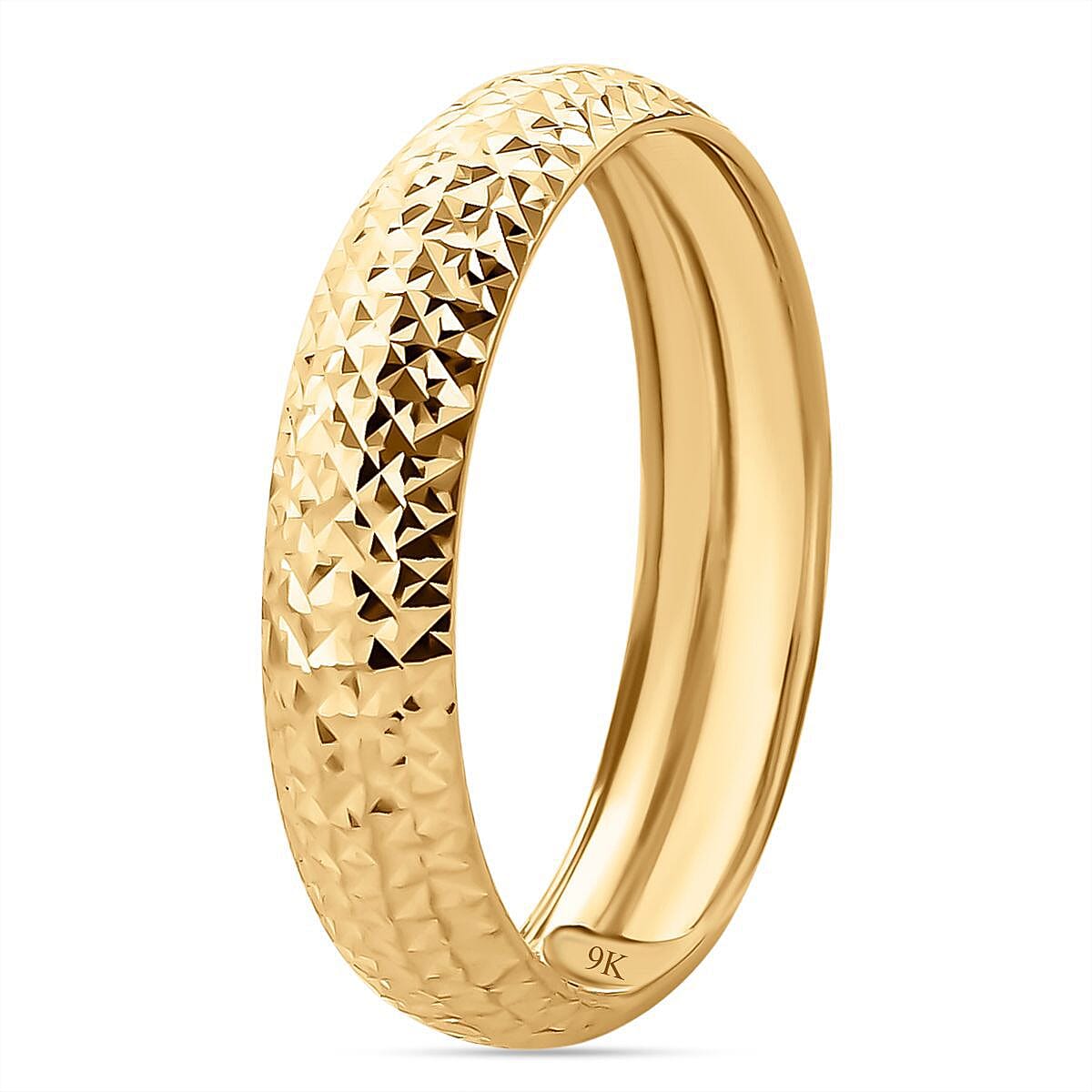 Royal Bali Collection - 9K Yellow Gold Diamond Cut Band Ring