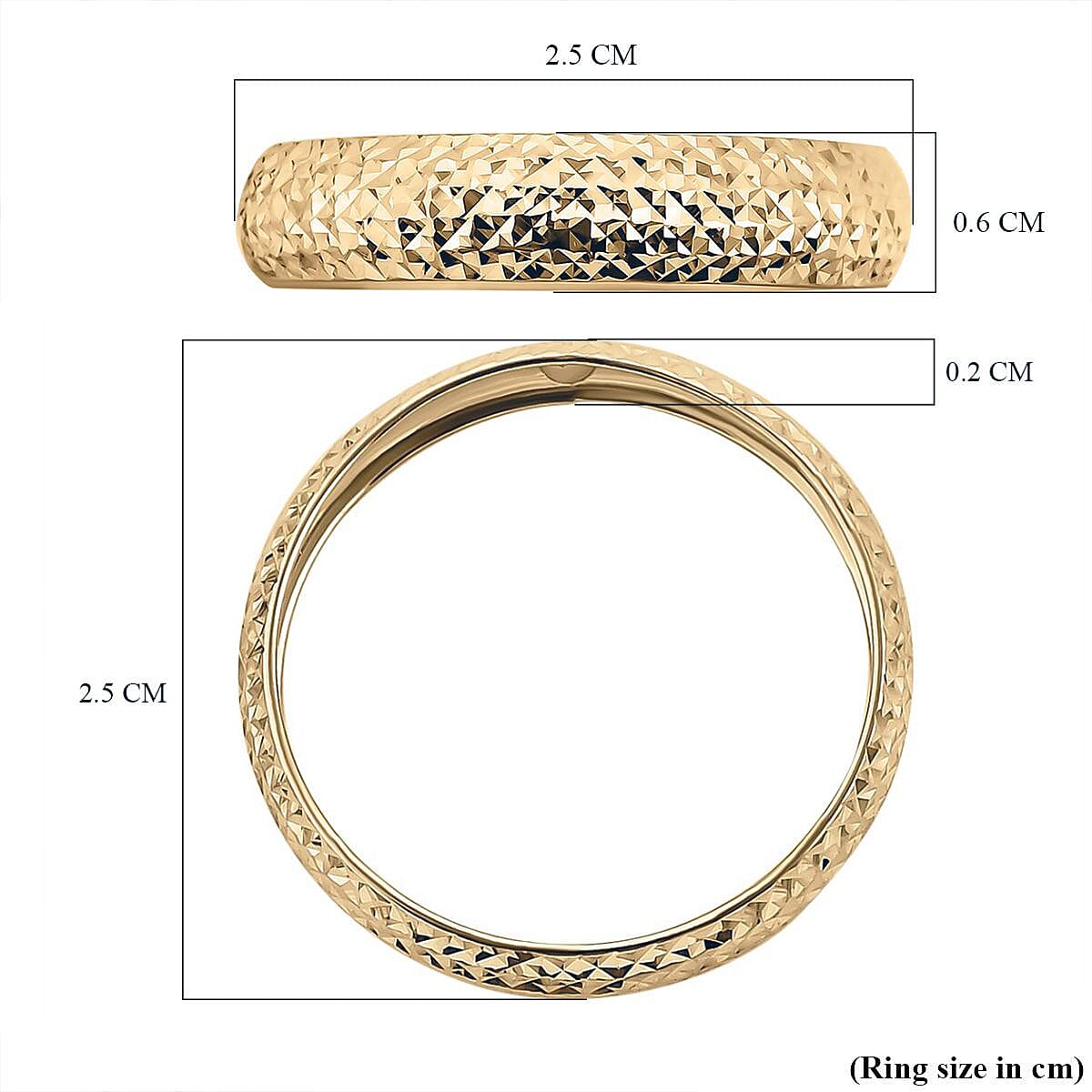 Royal Bali Collection - 9K Yellow Gold Diamond Cut Band Ring