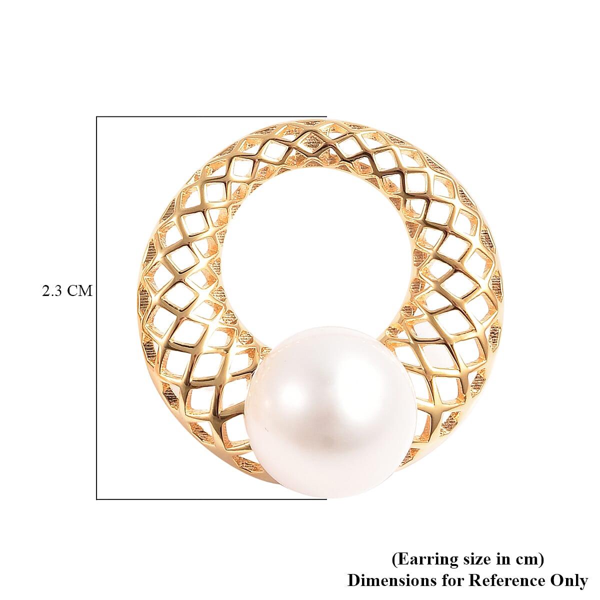 Edison Pearl Earrings (with Push Back) in Yellow Gold Overlay Sterling Silver