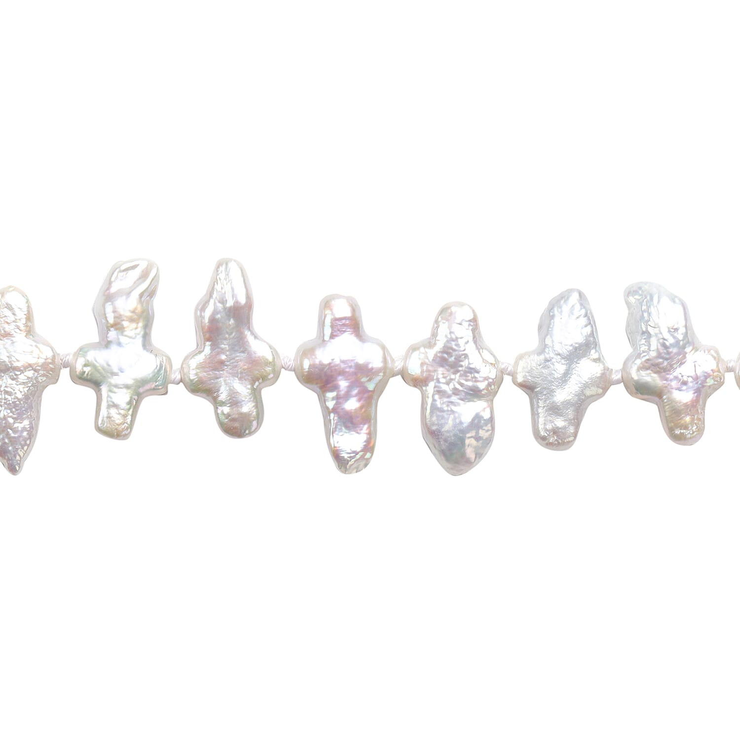 Baroque White Pearl Necklace (Size 20 with Magnetic Lock) in Rhodium Overlay Sterling Silver