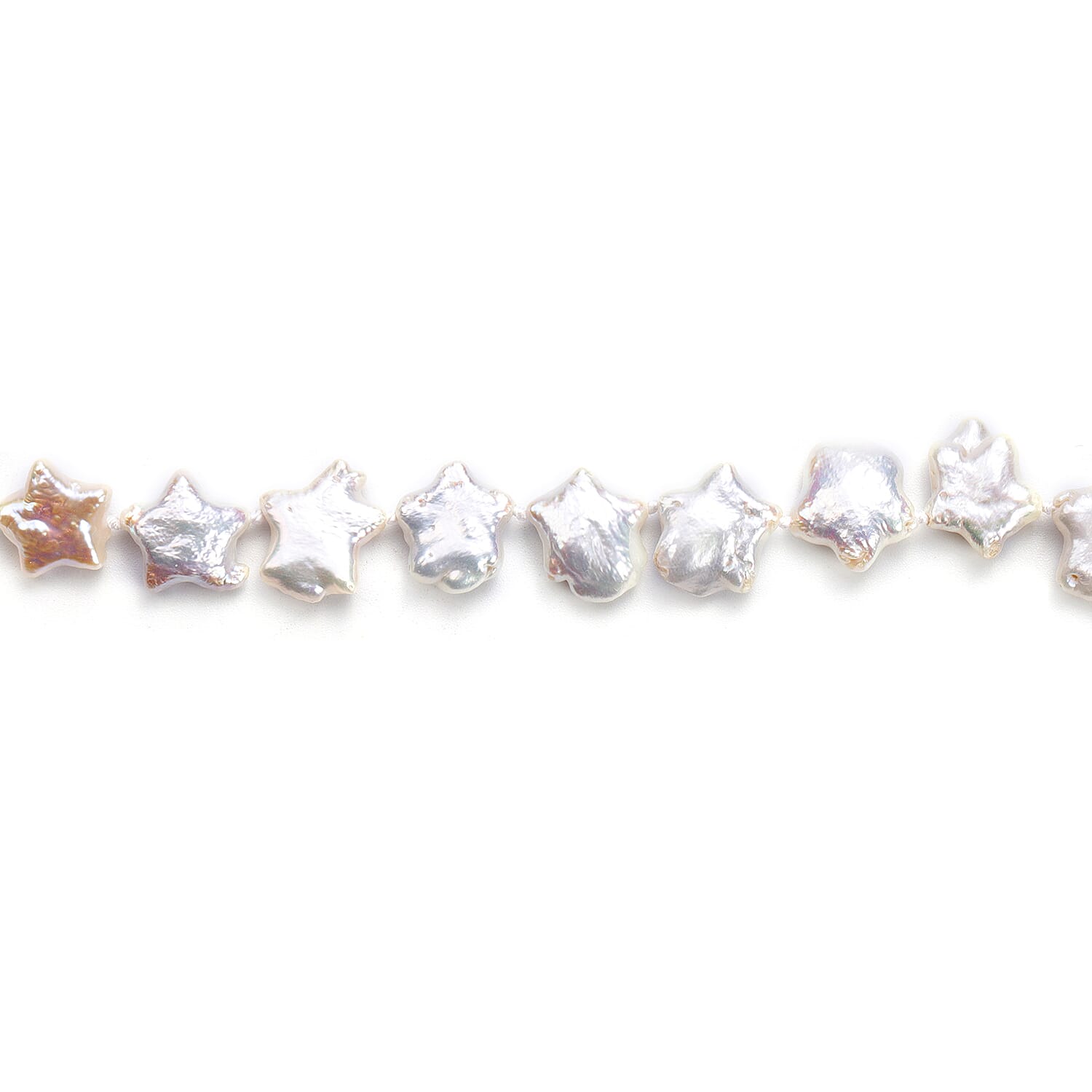 Baroque White Pearl Star Necklace (Size 20 with Magnetic Lock) in Rhodium Overlay Sterling Silver