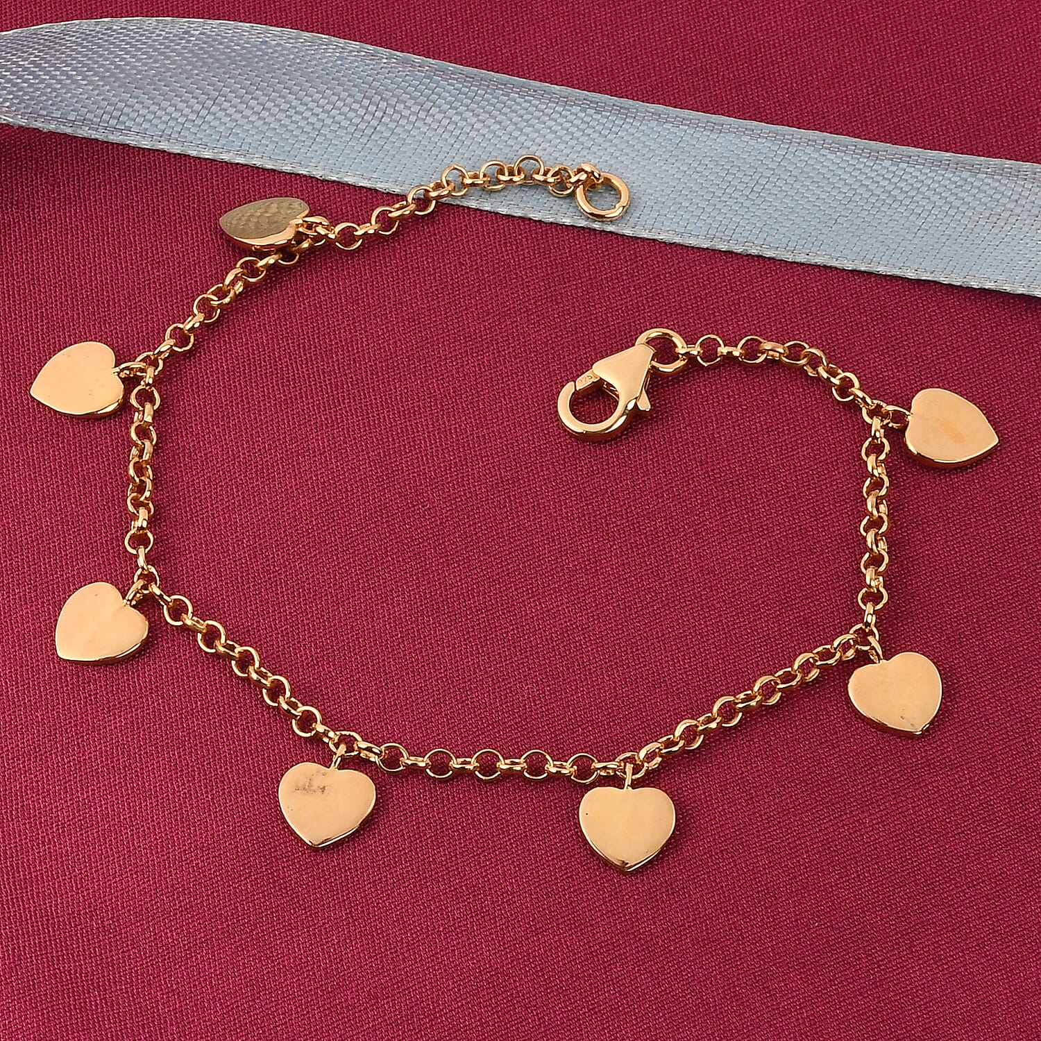 14K Gold Overlay Sterling Silver Beads Bracelet (Size 7.5), Silver Wt 5.50 Gms