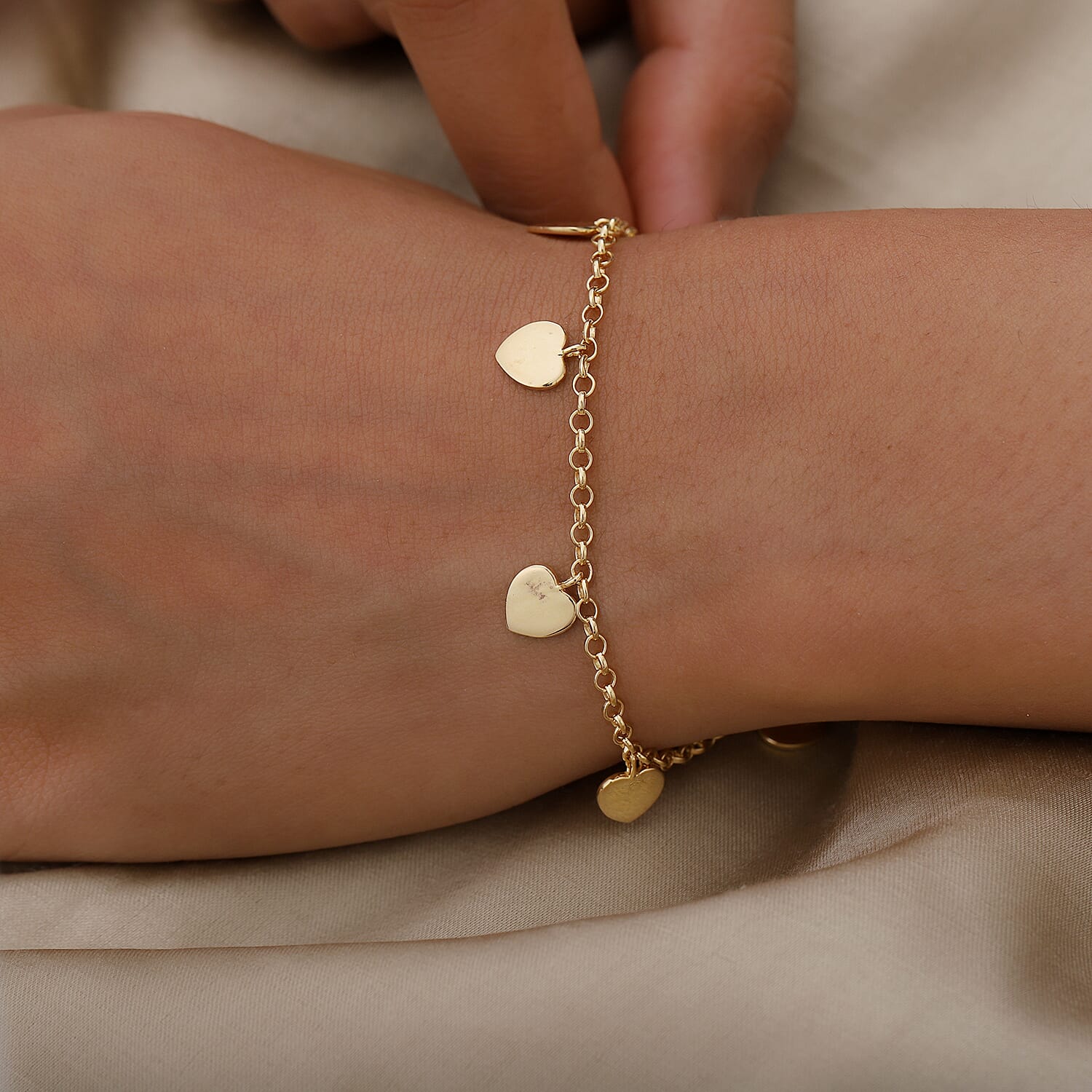 14K Gold Overlay Sterling Silver Beads Bracelet (Size 7.5), Silver Wt 5.50 Gms