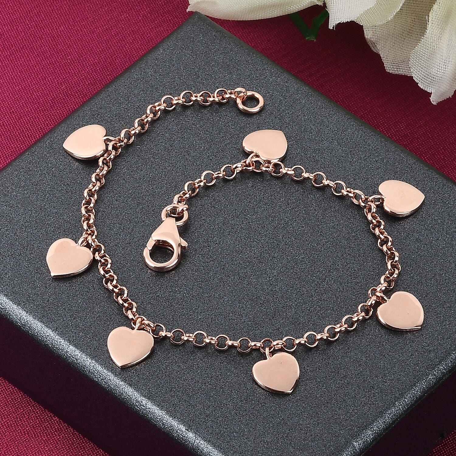 Rose Gold Overlay Sterling Silver Beads Bracelet (Size 7.5), Silver Wt 5.60 Gms