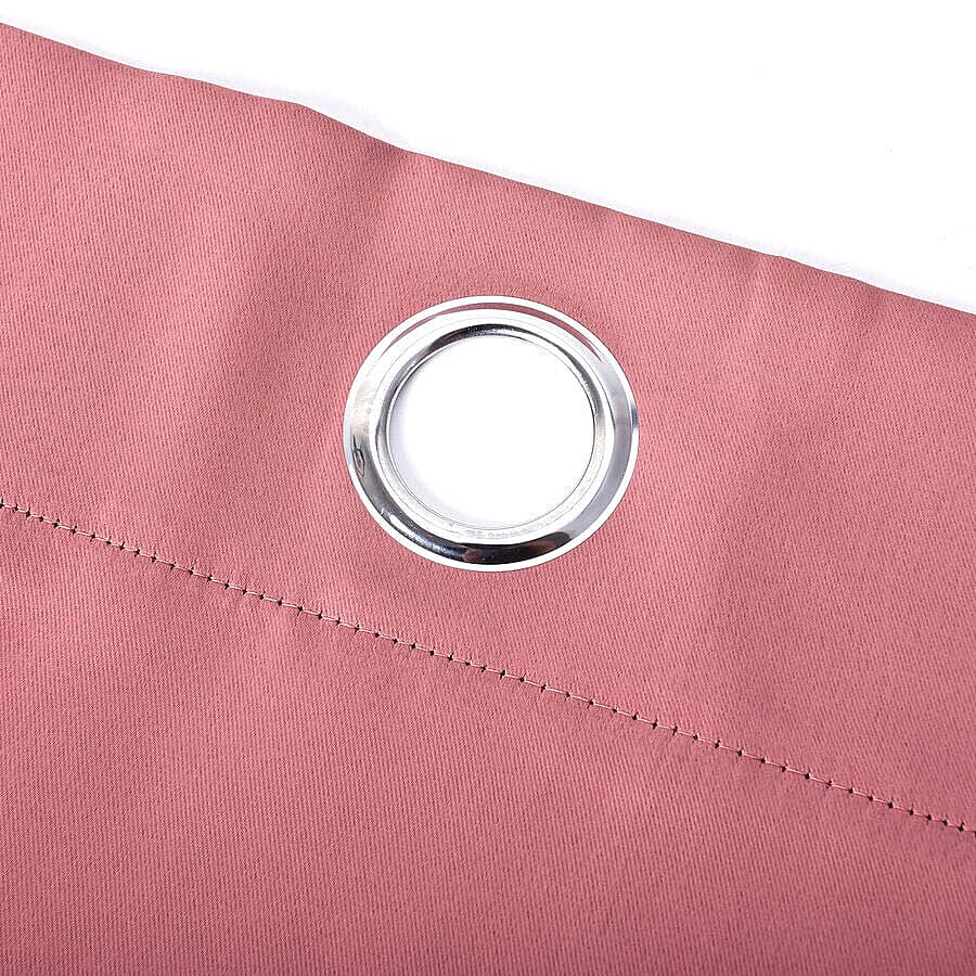 2 Piece Set - Blackout Curtains with Metal Eyelets (Size 140x240cm/Curtain) - Copper Rust Colour