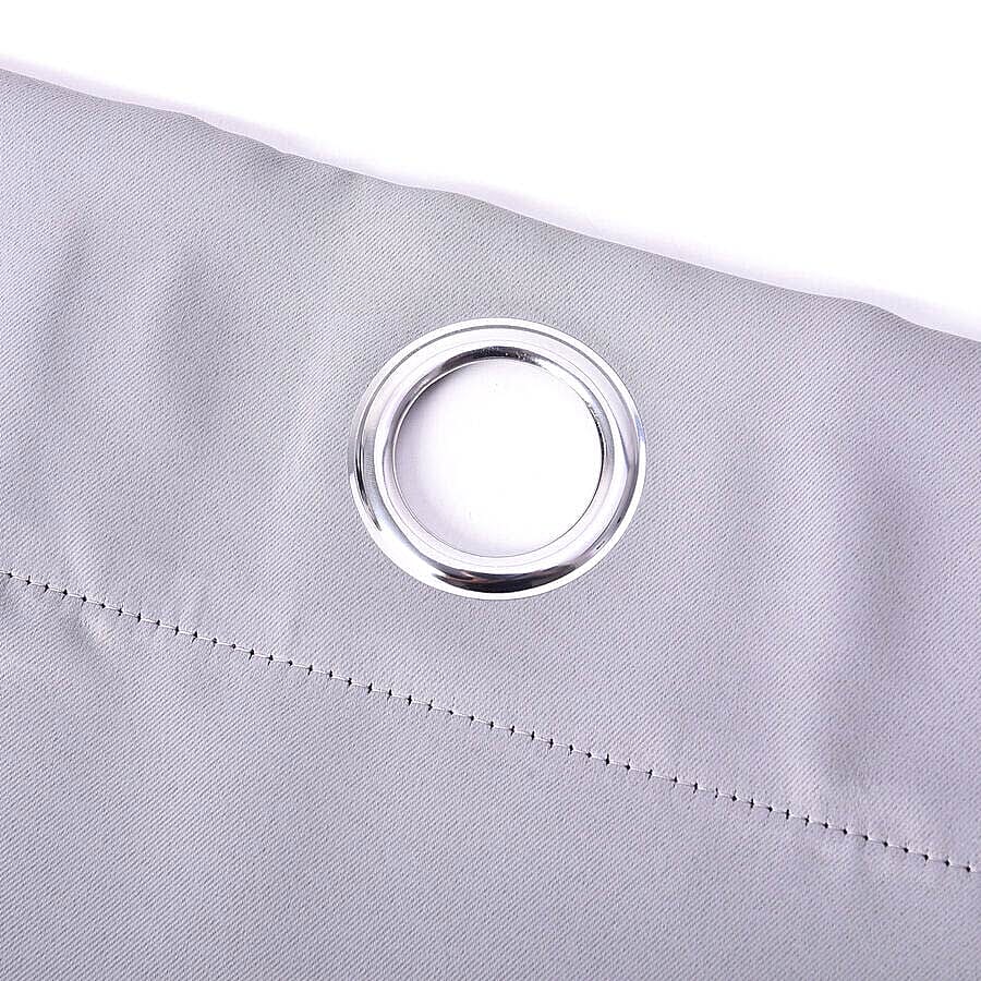 Pair of Thermal Blackout Curtains with 8 Metal Eyelets (Size 140x240cm or 94x55in) - Grey