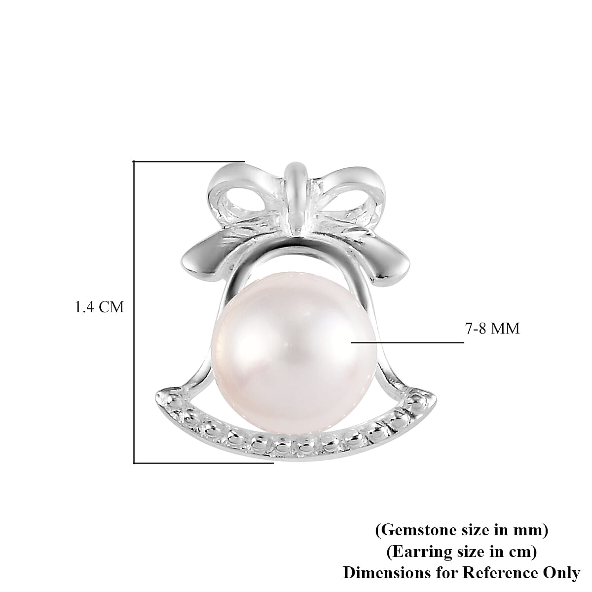 Freshwater Pearl Bell Stud Earrings in Sterling Silver