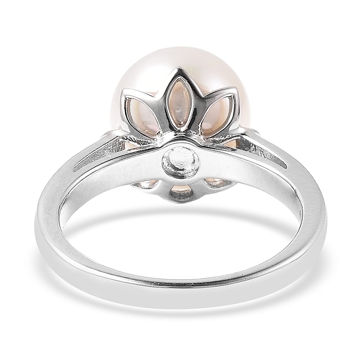 Galatea Pearl - Edison Momento Talking Pearl Ring in Rhodium Overlay Sterling Silver