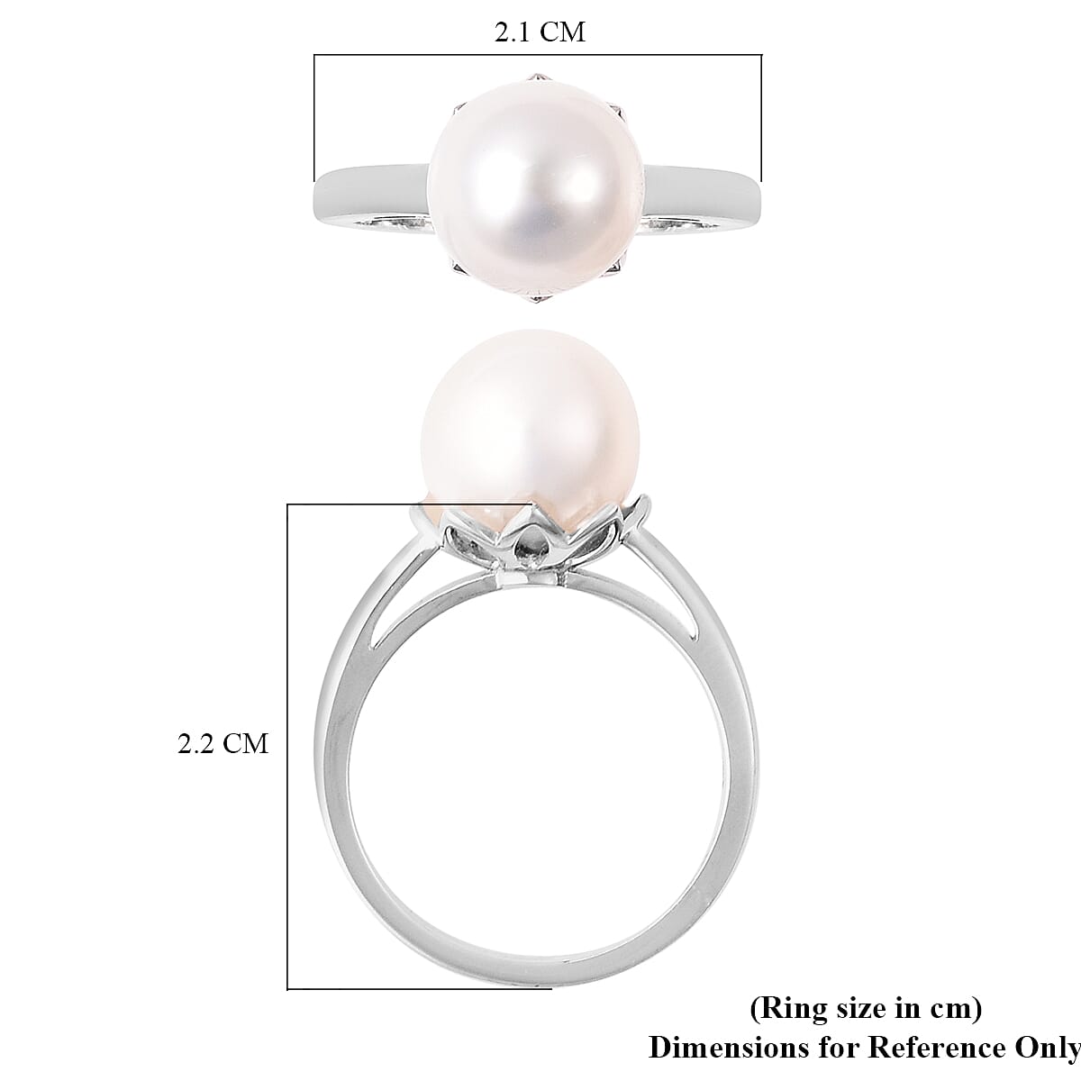 Galatea Pearl - Edison Momento Talking Pearl Ring in Rhodium Overlay Sterling Silver