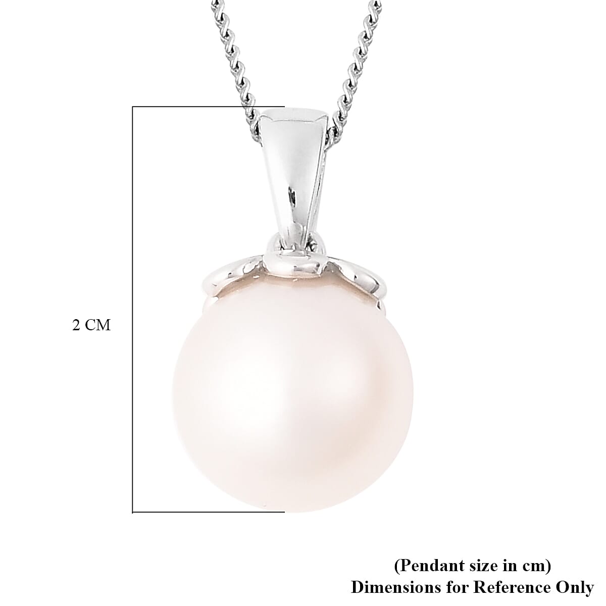 Galatea Pearl - Edison Momento Talking Pearl Pendant With Chain (Size 18) in Rhodium Overlay Sterling Silver