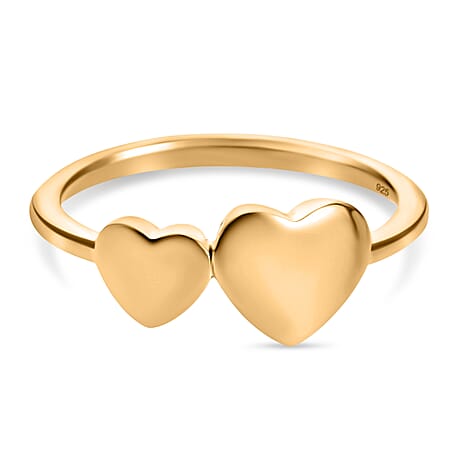 14K Gold Overlay Sterling Silver Hearts Ring