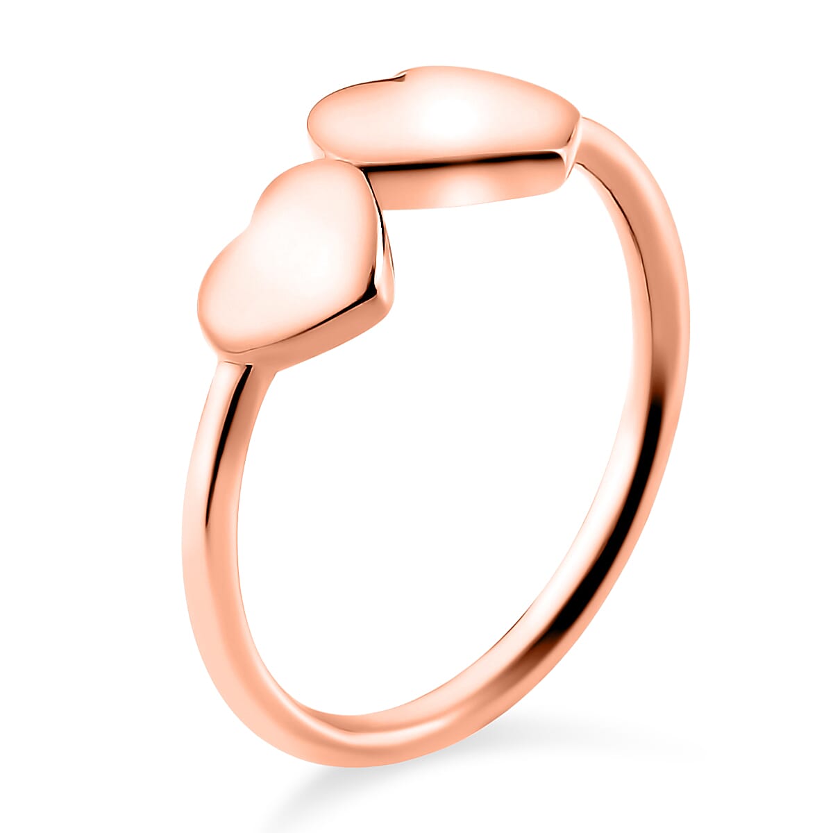 Rose Gold Overlay Sterling Silver Hearts Ring
