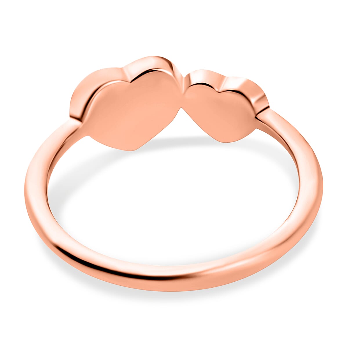 Rose Gold Overlay Sterling Silver Hearts Ring
