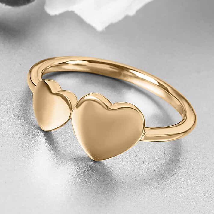 Two Hearts Ring in Gold Plated Sterling SilverÂ