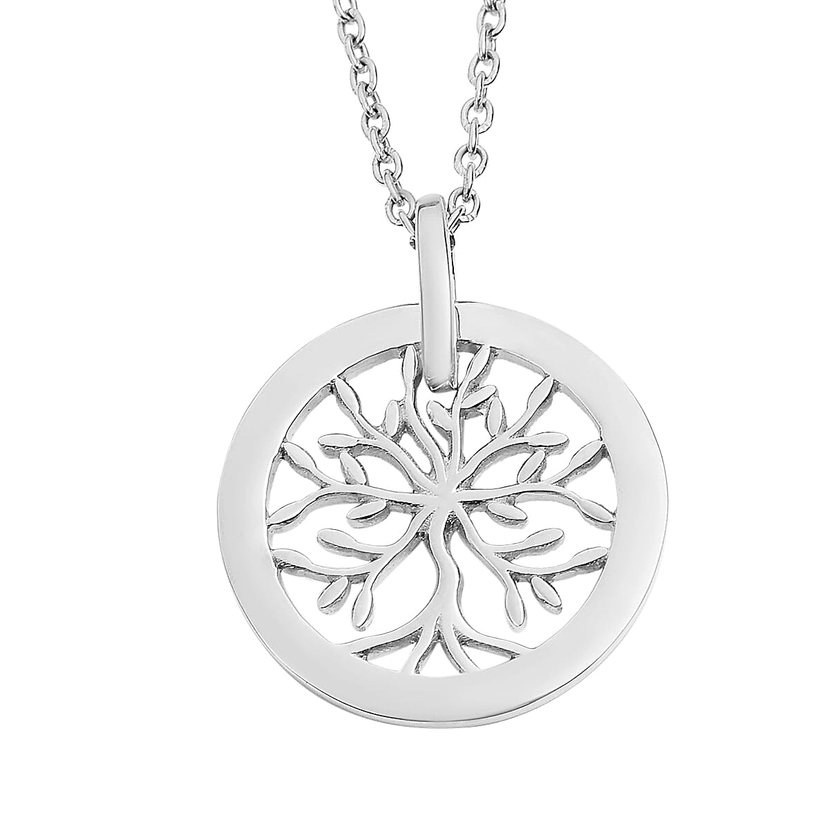 Platinum Overlay Sterling Silver Tree of Life Pendant with Chain (Size 20) with Lobster Lock, Silver Wt. 5.37 Gms