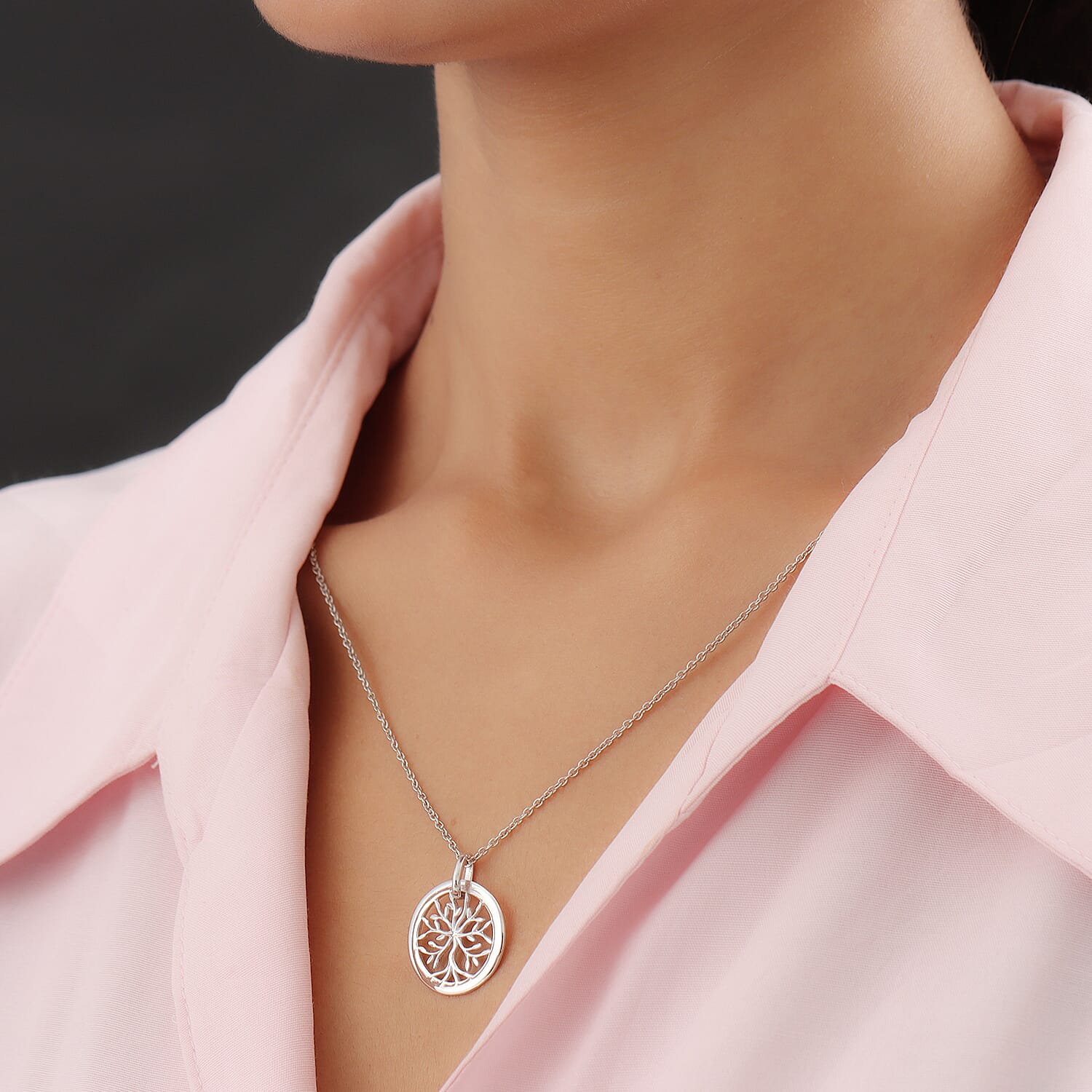 Platinum Overlay Sterling Silver Tree of Life Pendant with Chain (Size 20) with Lobster Lock, Silver Wt. 5.37 Gms