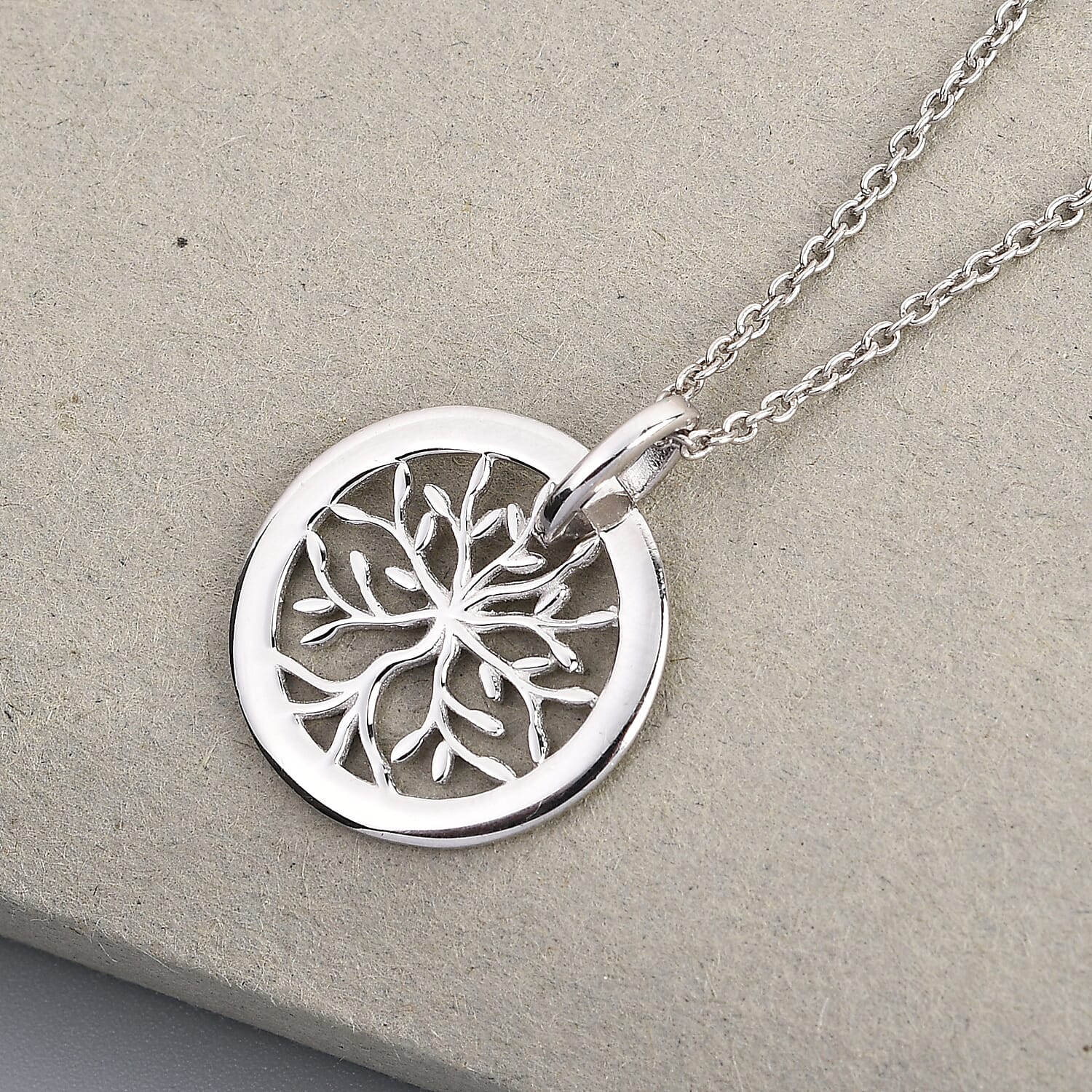 Platinum Overlay Sterling Silver Tree of Life Pendant with Chain (Size 20) with Lobster Lock, Silver Wt. 5.37 Gms