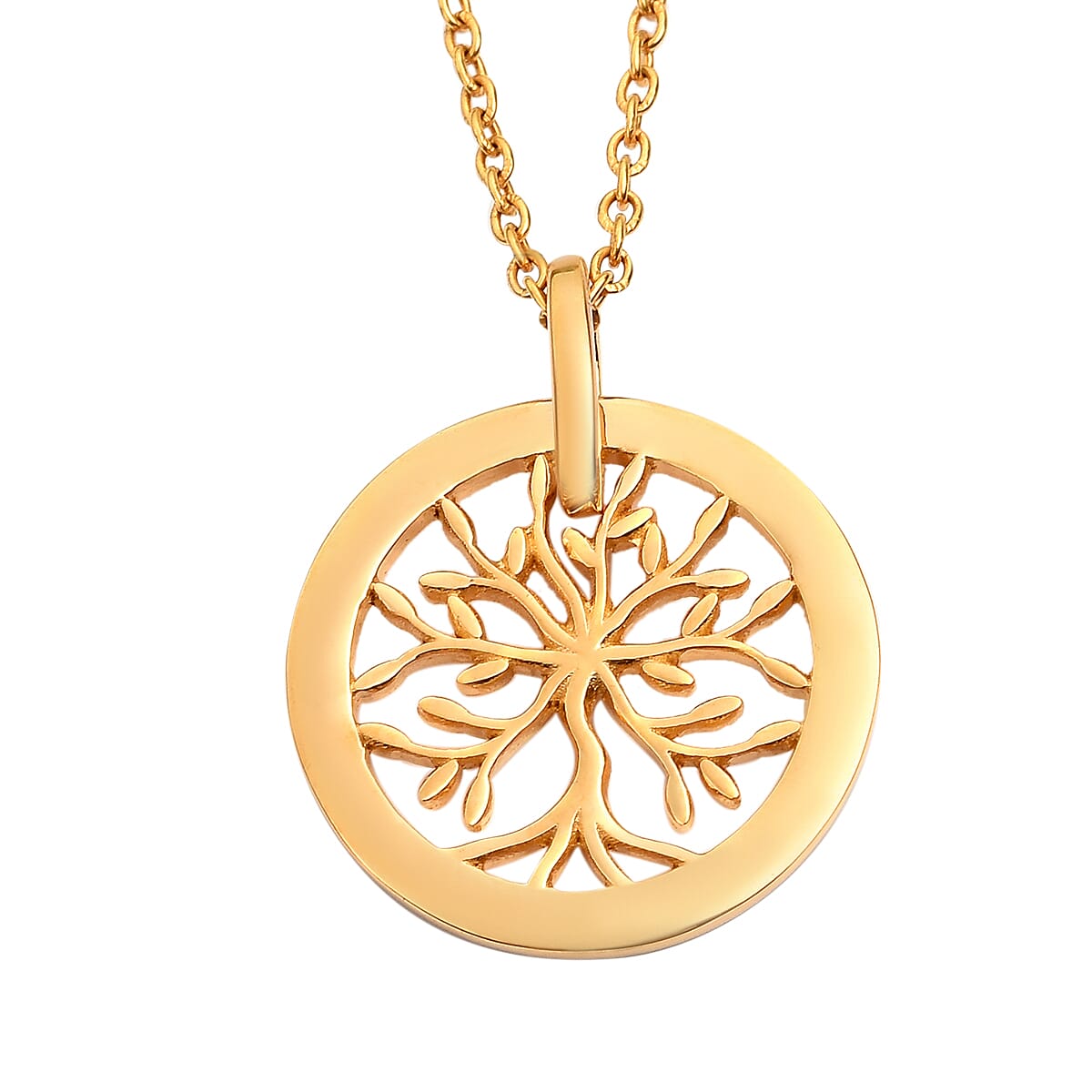 14K Yellow Gold Overlay Sterling Silver Tree of Life Pendant with Chain (Size 18), Silver Wt. 5.24 Gms