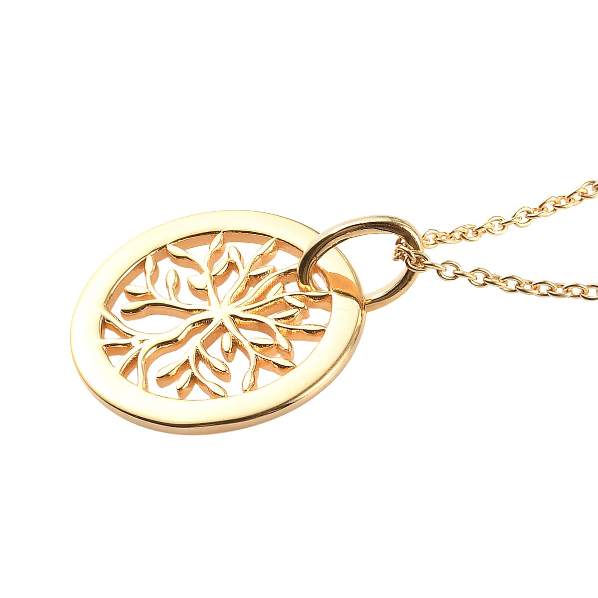 14K Yellow Gold Overlay Sterling Silver Tree of Life Pendant with Chain (Size 18), Silver Wt. 5.24 Gms