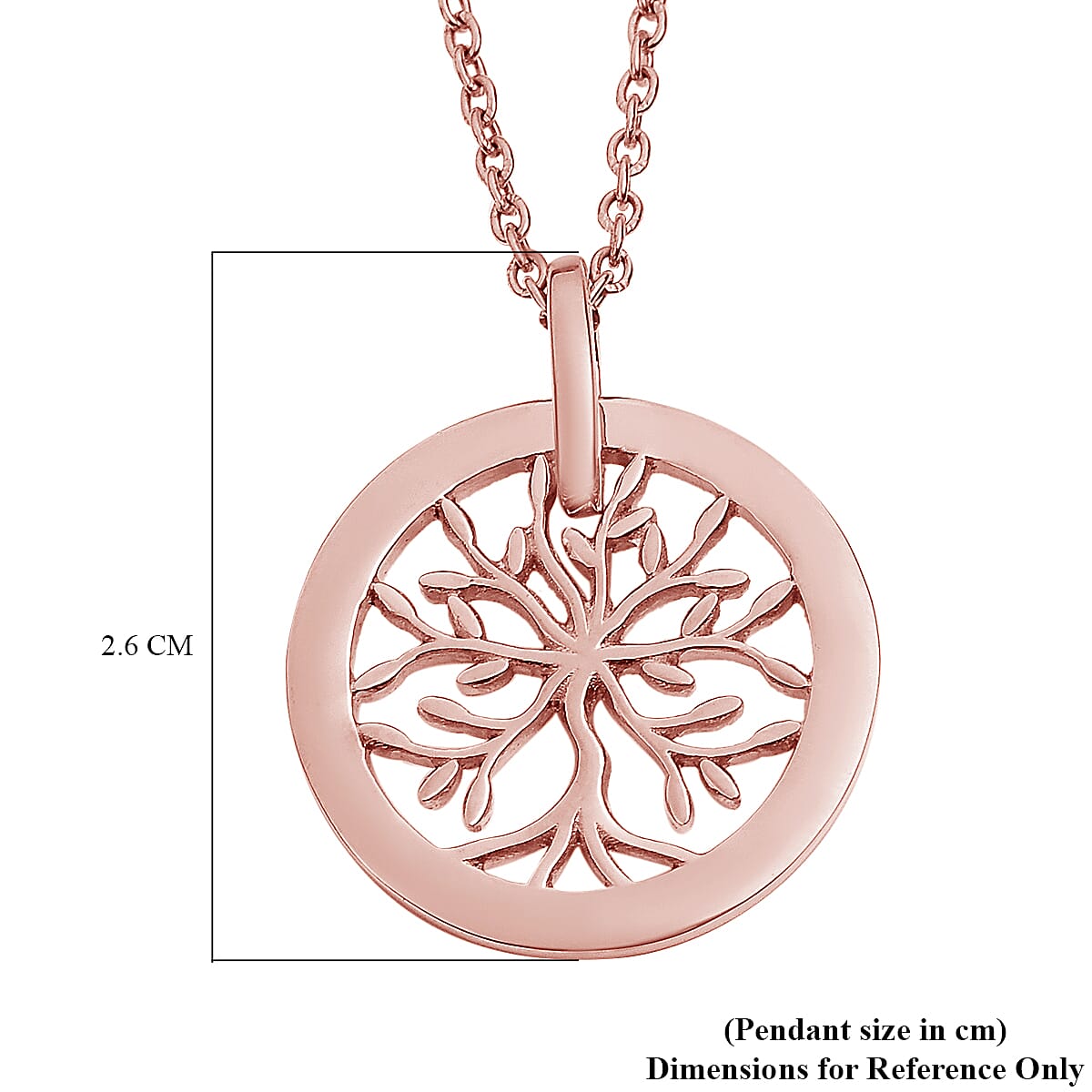 Rose Gold Overlay Sterling Silver Tree of Life Pendant with Chain (Size 20), Silver Wt. 5.35 Gms