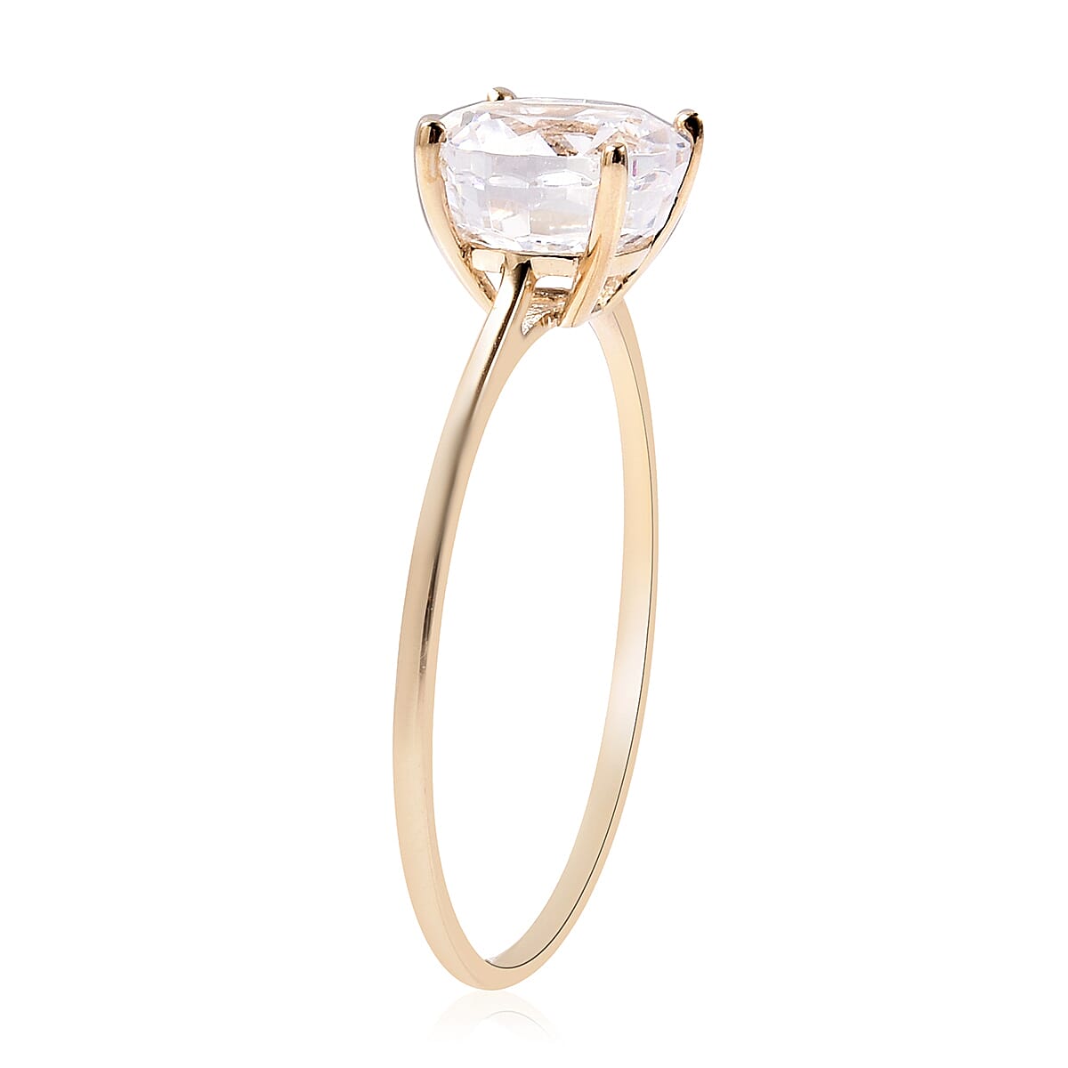 One Time Deal- 9K Yellow Gold AAAA Radiant Cut Cubic Zirconia (Rnd 8mm) Solitaire Ring Eq Ct Wt 2.00 Carats