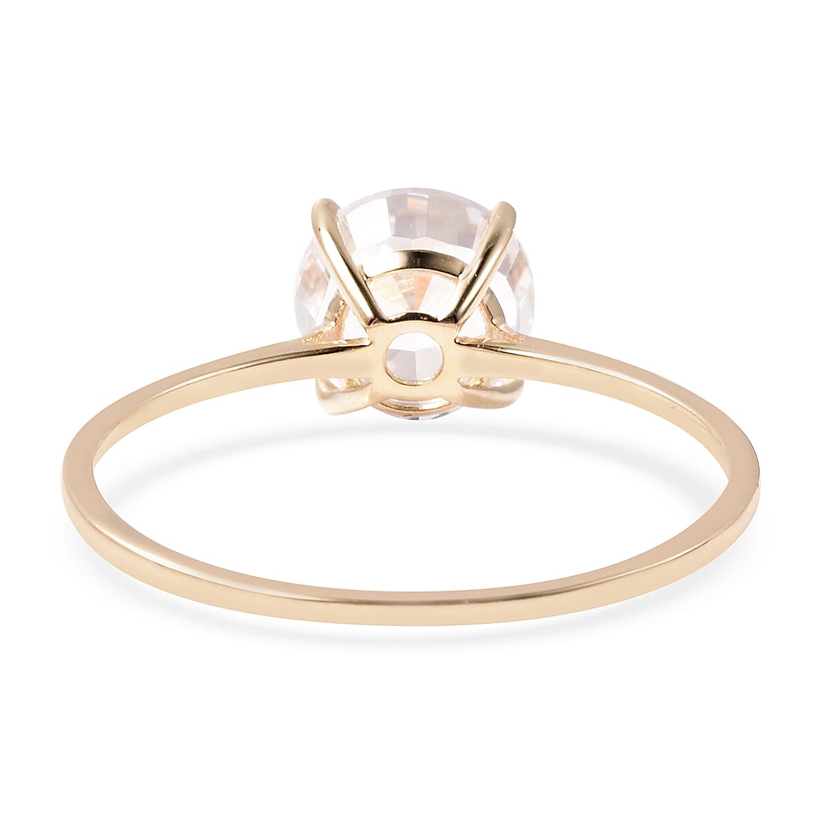 One Time Deal- 9K Yellow Gold AAAA Radiant Cut Cubic Zirconia (Rnd 8mm) Solitaire Ring Eq Ct Wt 2.00 Carats