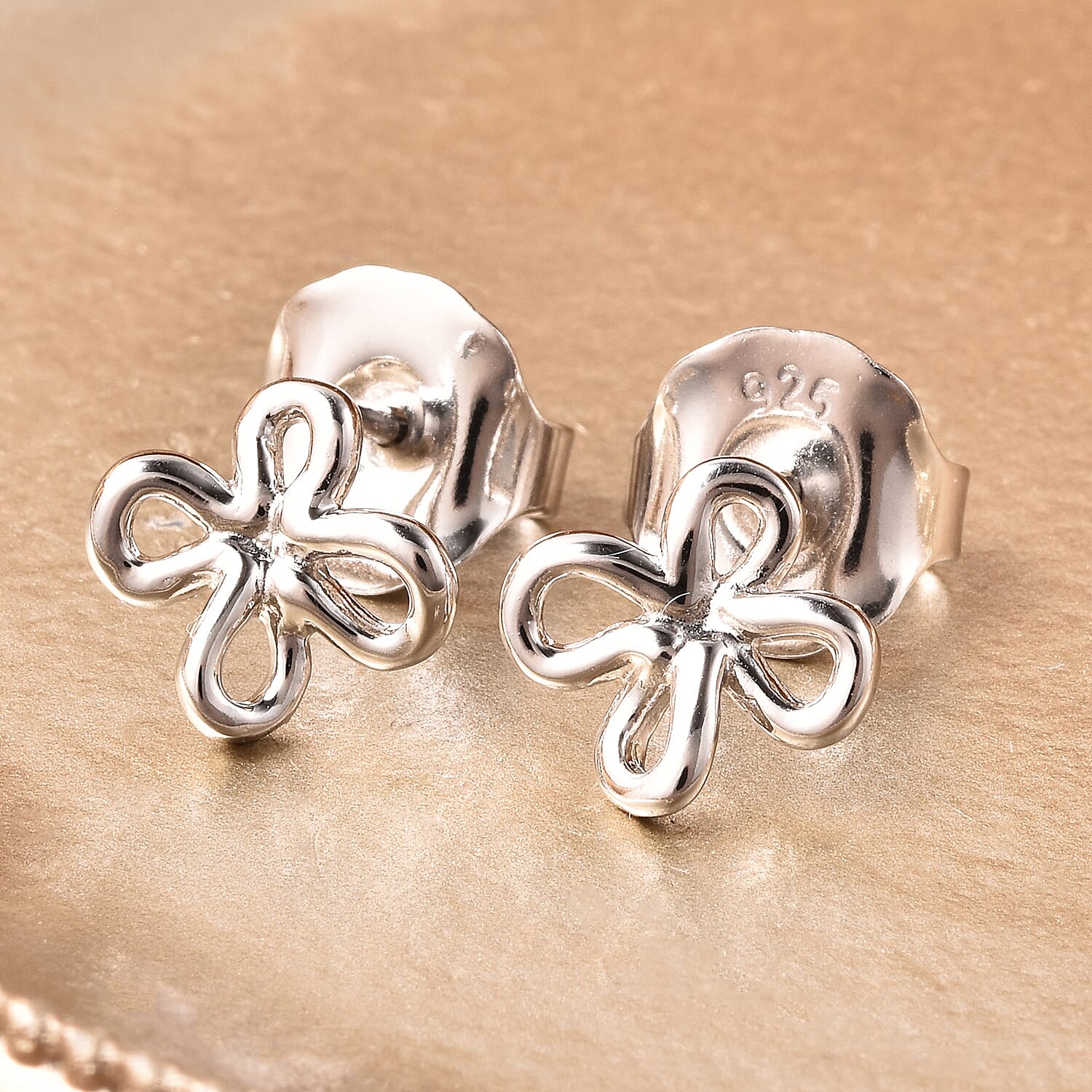 LucyQ Splash Collection - Rhodium Overlay Sterling Silver Stud Earrings (with Push Back)