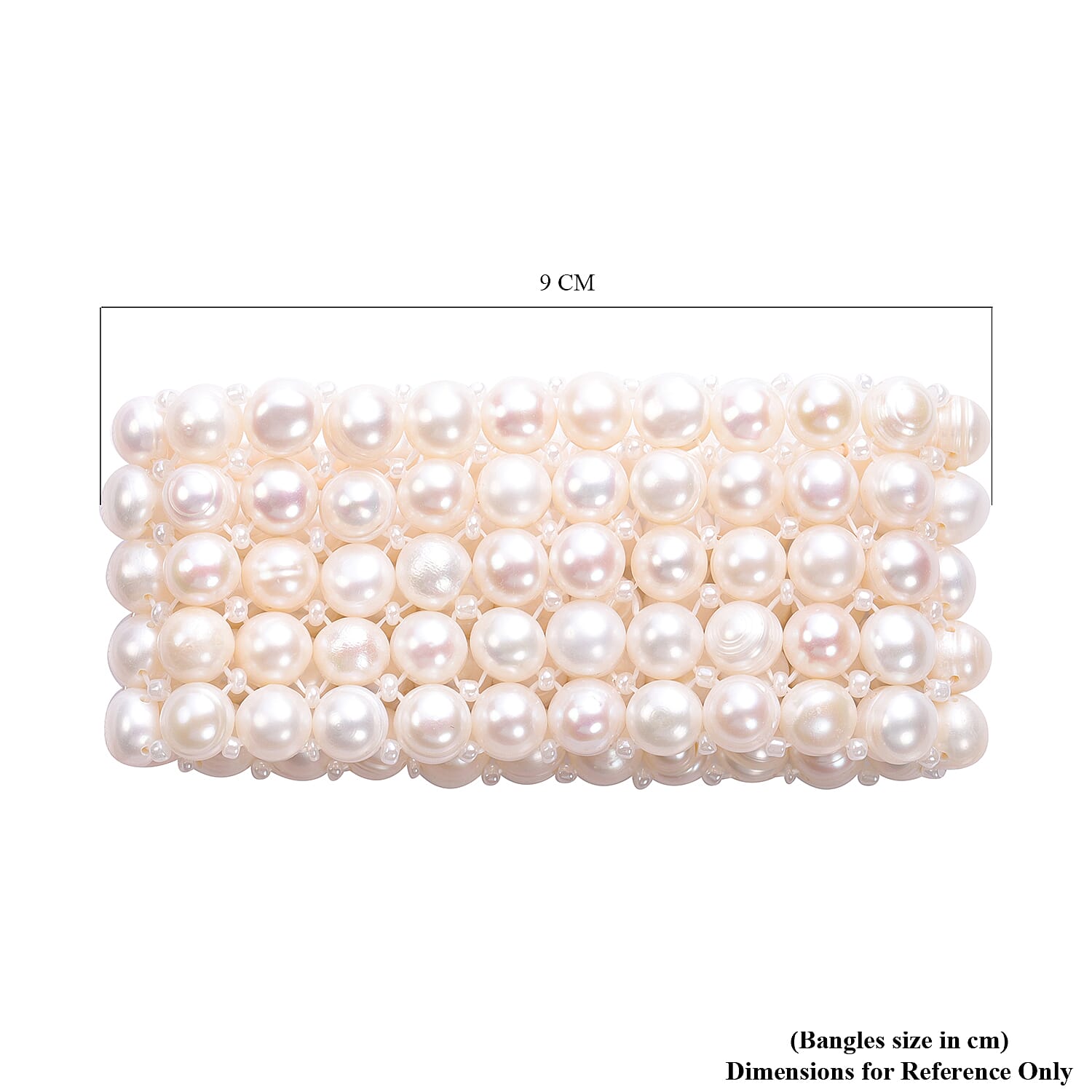 Freshwater White Pearl and Simulated White Diamond Stretchable Bracelet