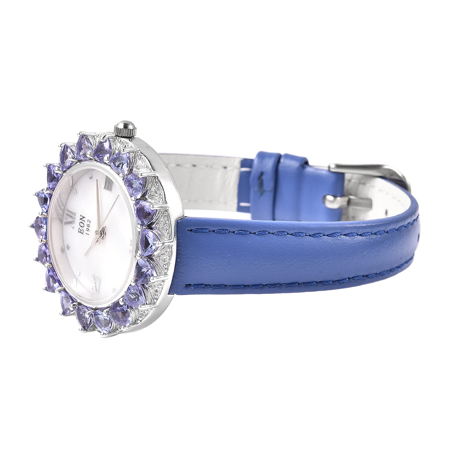 Limited Edition- Tanzanite and Natural Cambodian Zircon Watch in Sterling Silver 4.32 Ct, Silver wt. 13.60 Gms